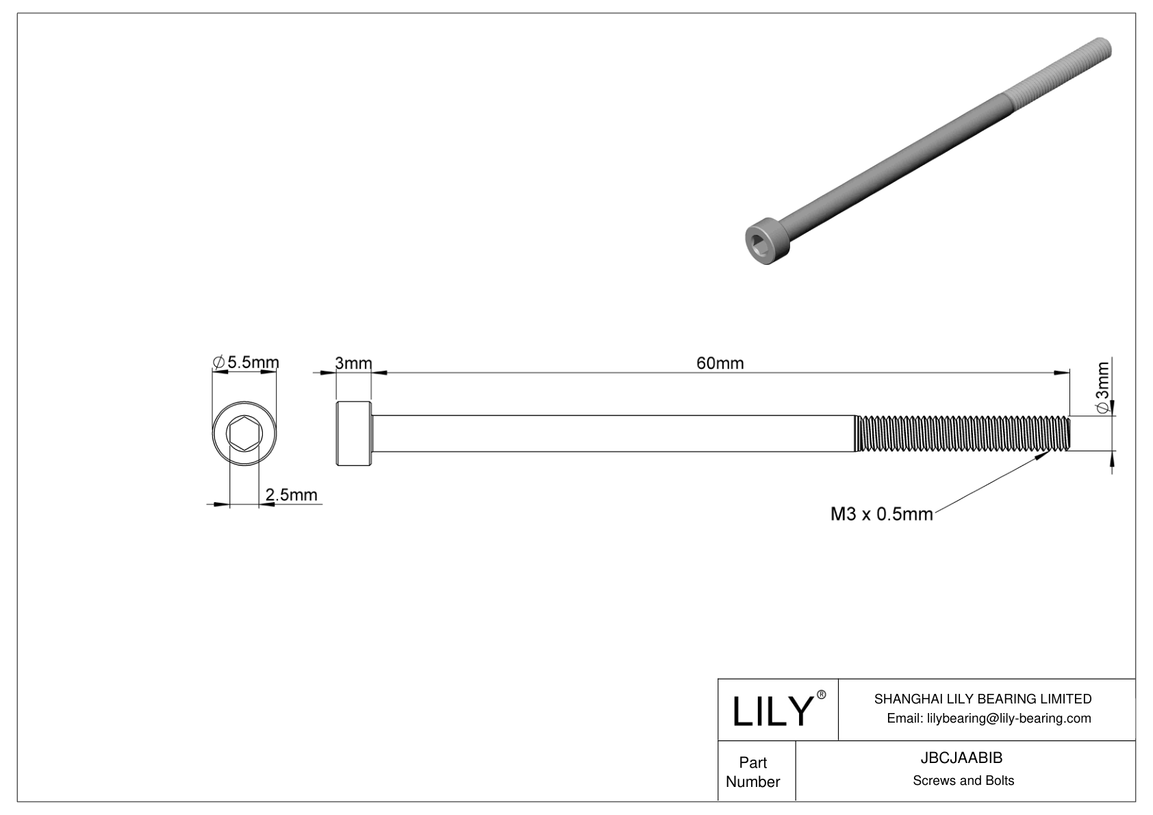 JBCJAABIB Tornillos de cabeza cilíndrica de acero aleado cad drawing