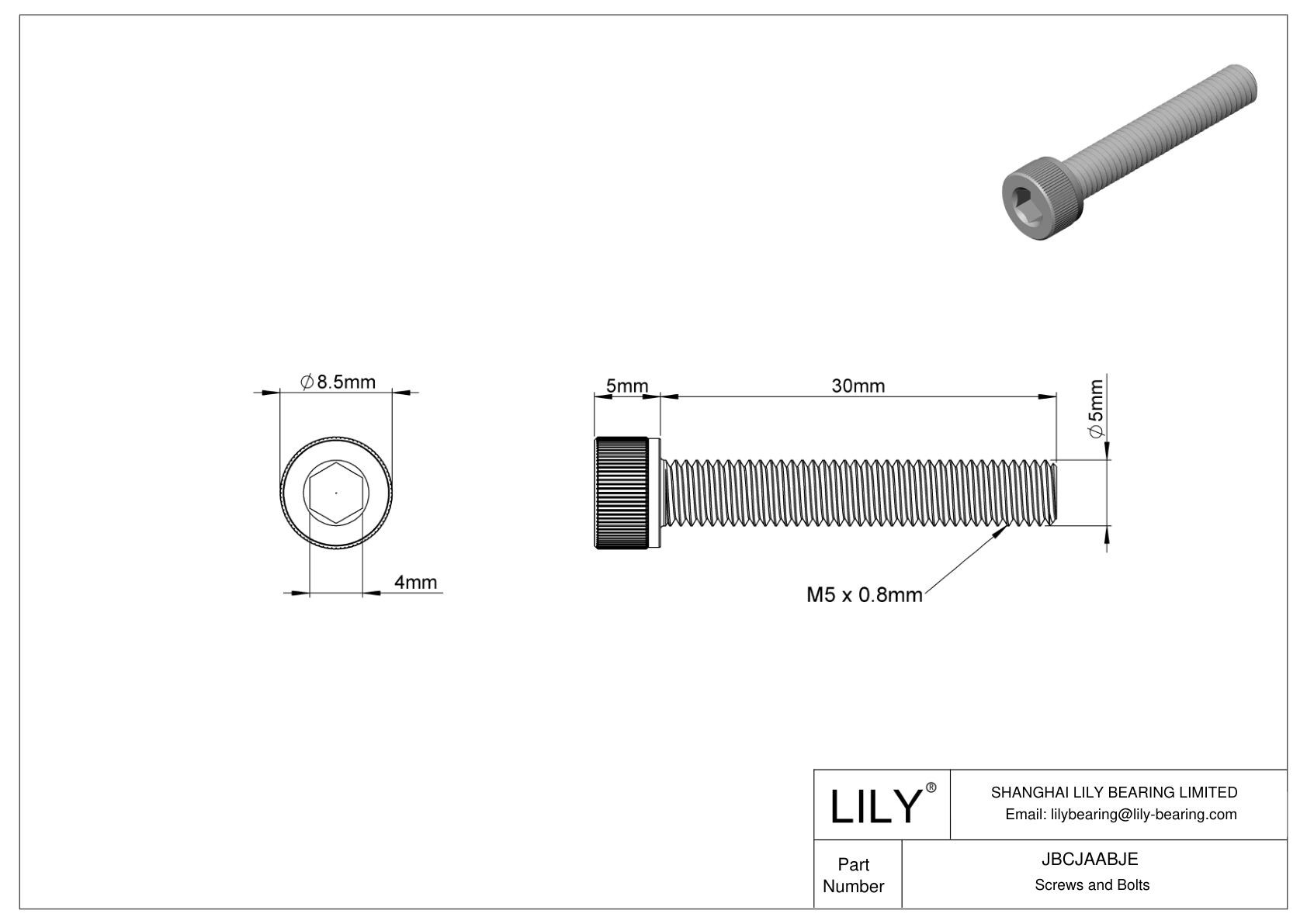 JBCJAABJE Tornillos de cabeza cilíndrica de acero aleado cad drawing