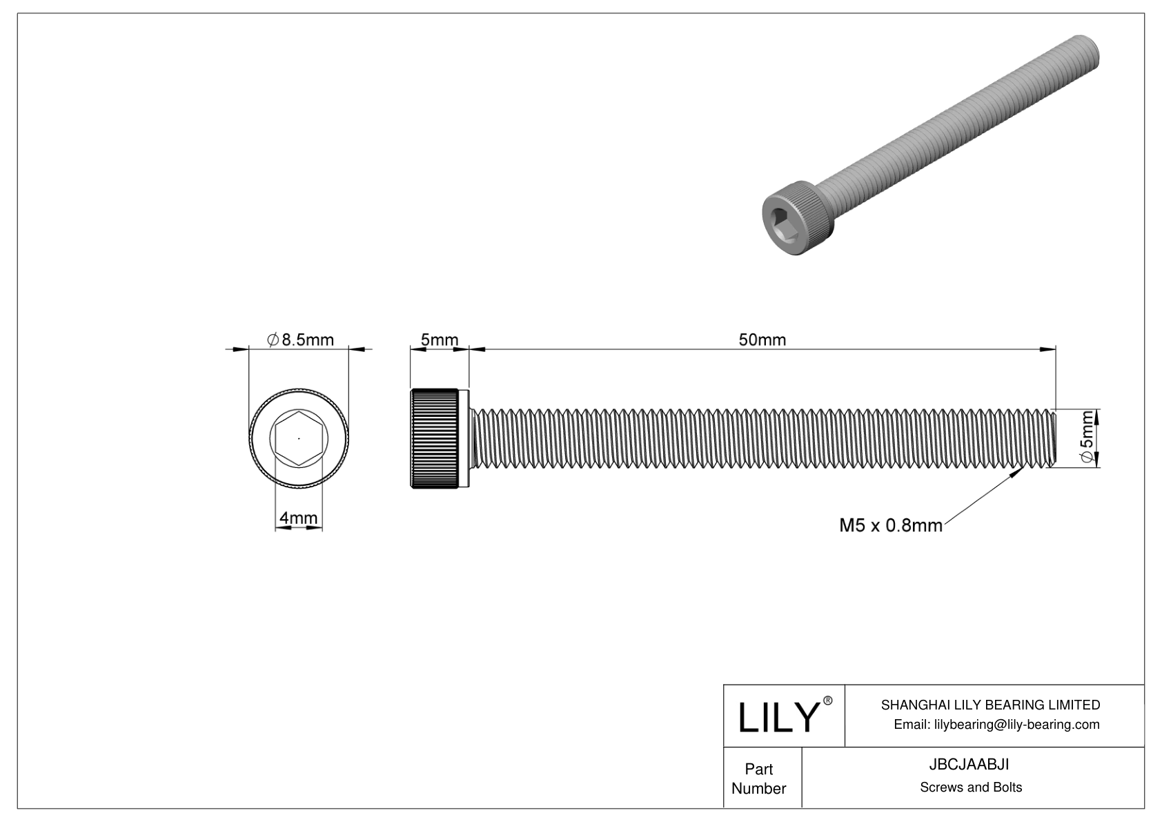 JBCJAABJI 合金钢内六角螺钉 cad drawing