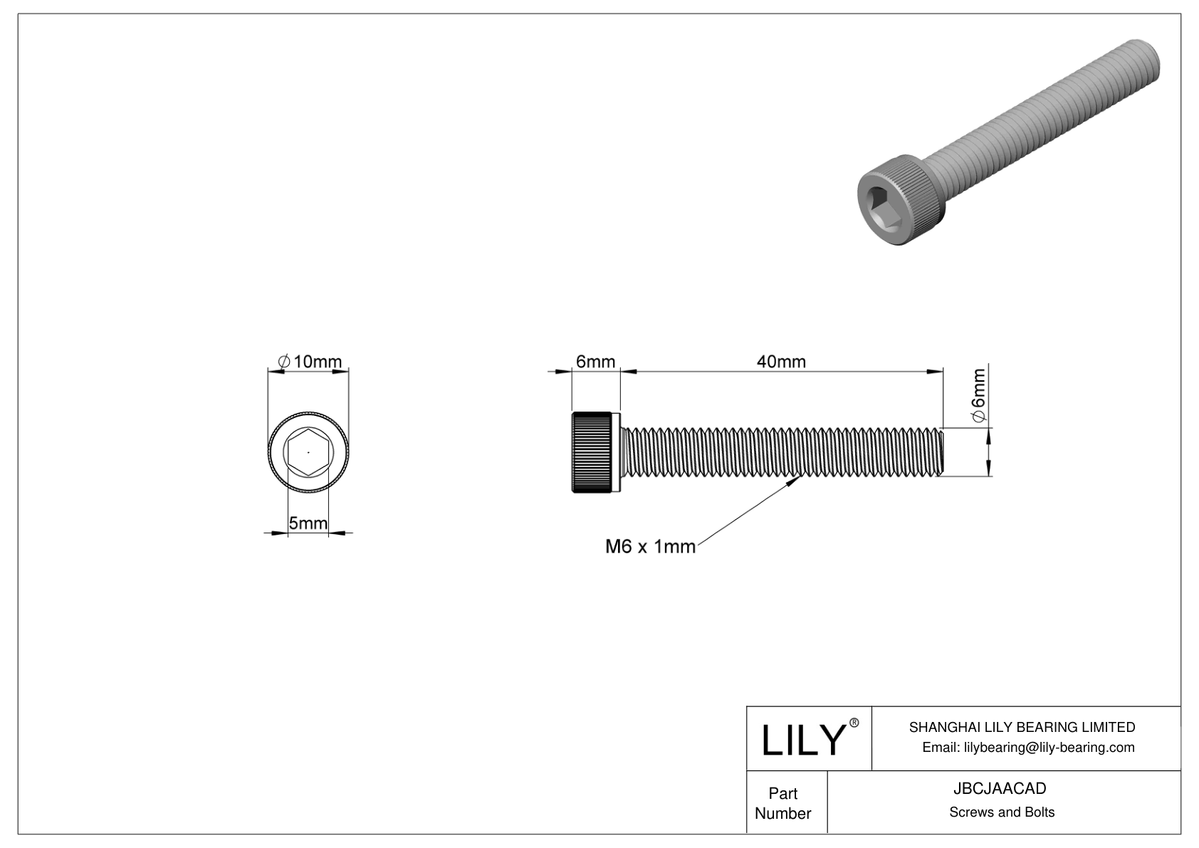 JBCJAACAD Tornillos de cabeza cilíndrica de acero aleado cad drawing