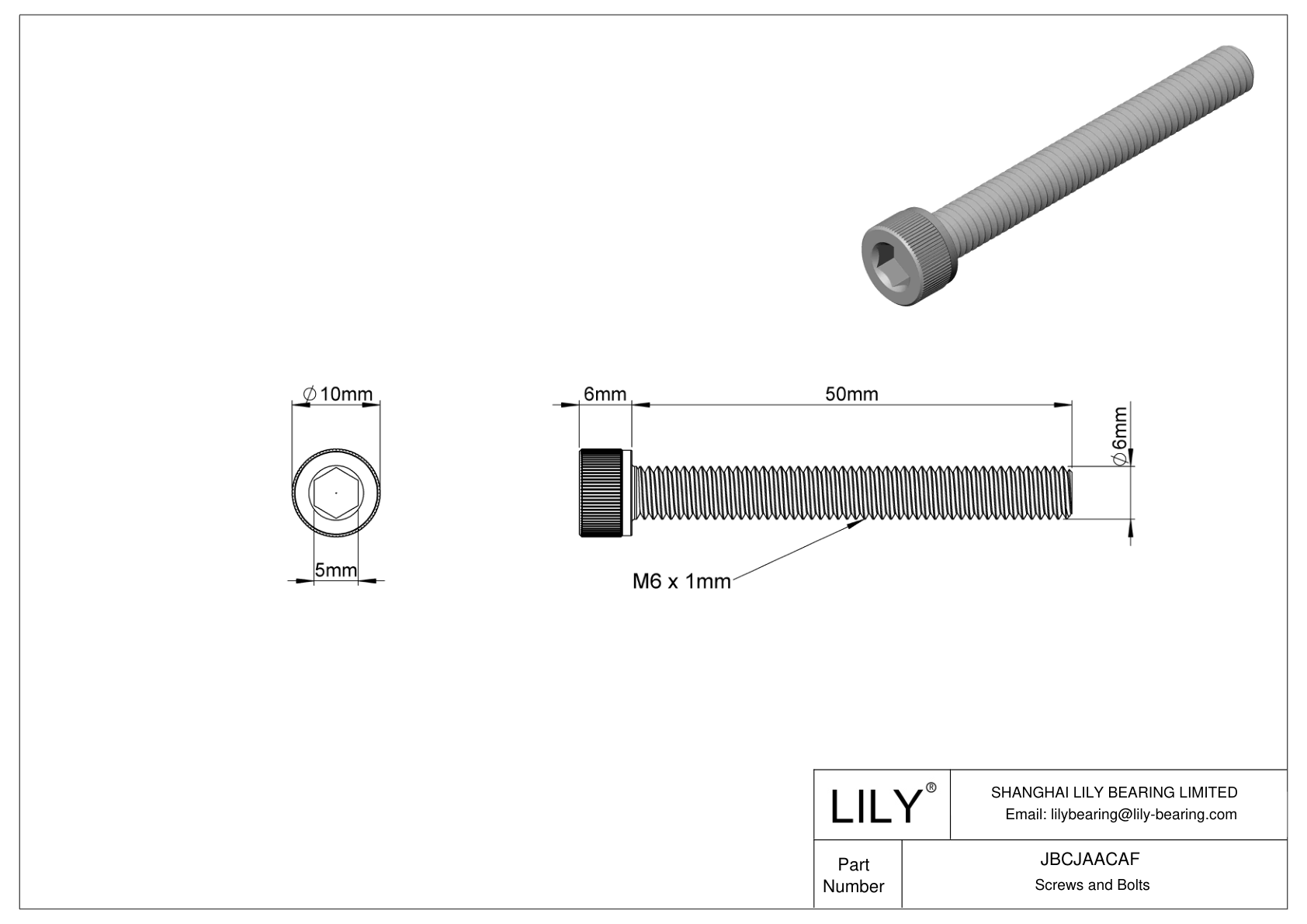 JBCJAACAF 合金钢内六角螺钉 cad drawing