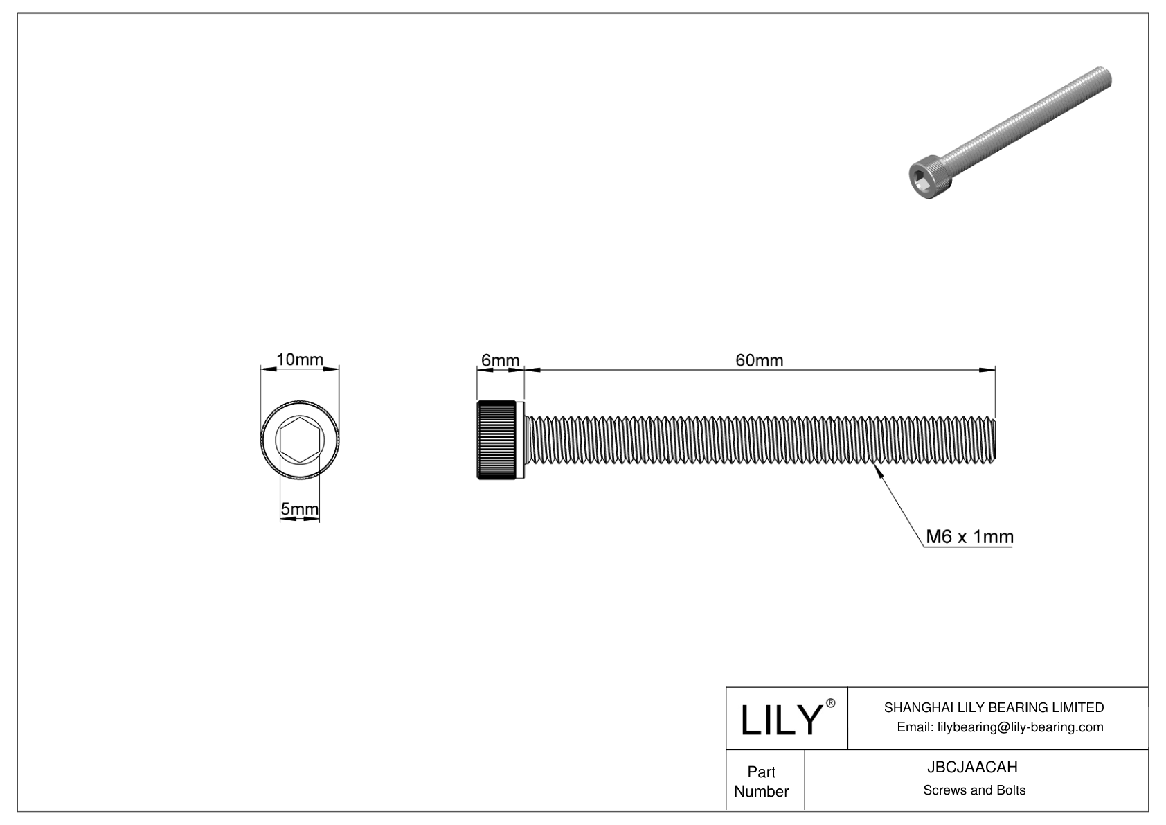 JBCJAACAH 合金钢内六角螺钉 cad drawing