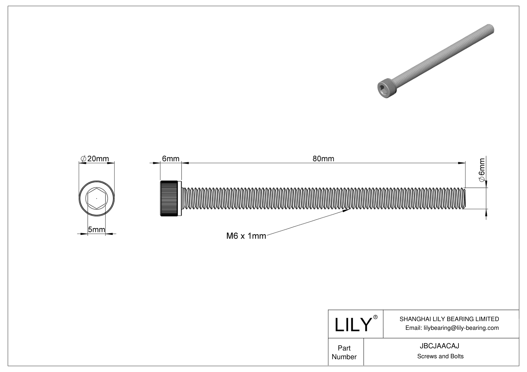 JBCJAACAJ Tornillos de cabeza cilíndrica de acero aleado cad drawing