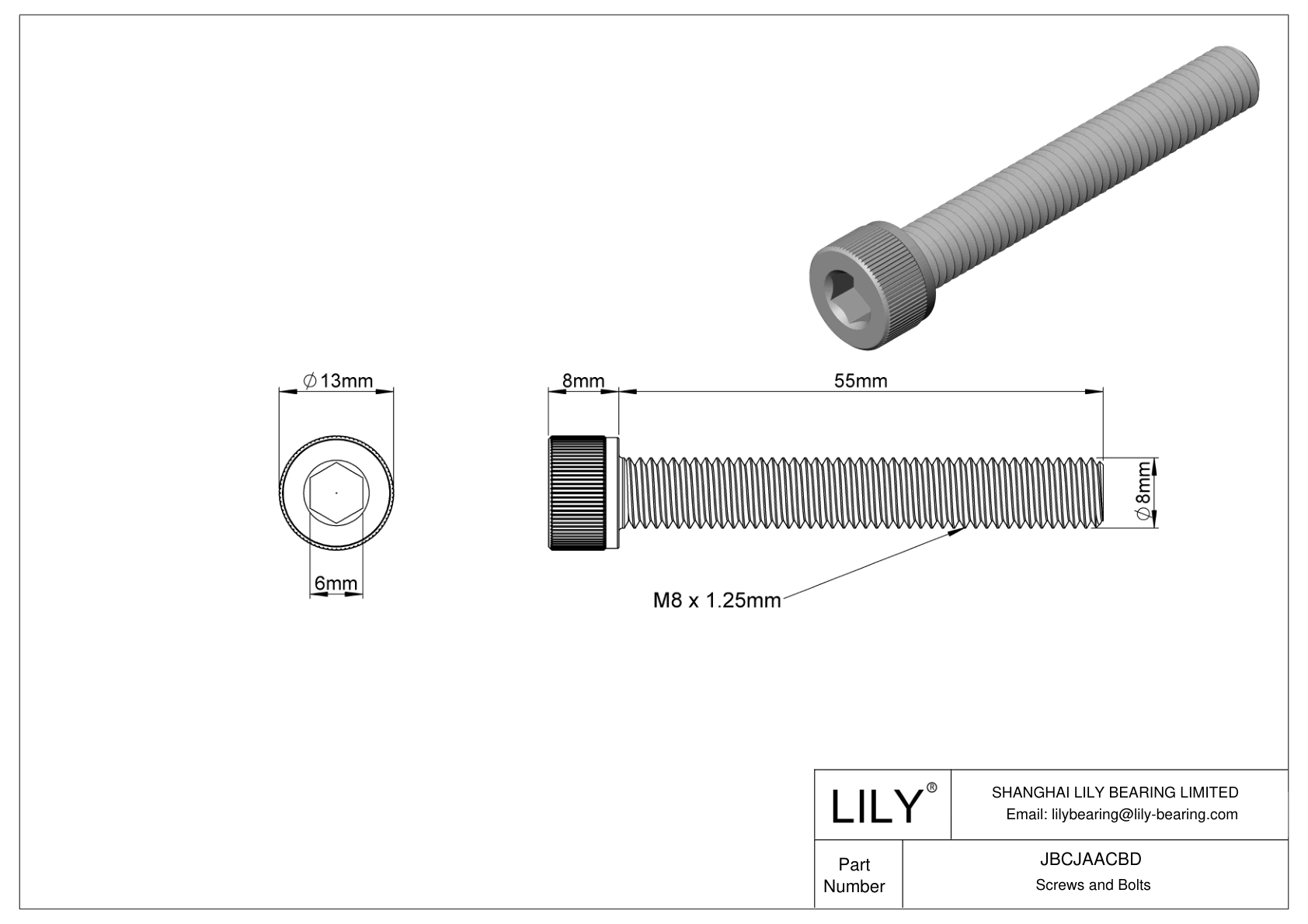 JBCJAACBD Tornillos de cabeza cilíndrica de acero aleado cad drawing