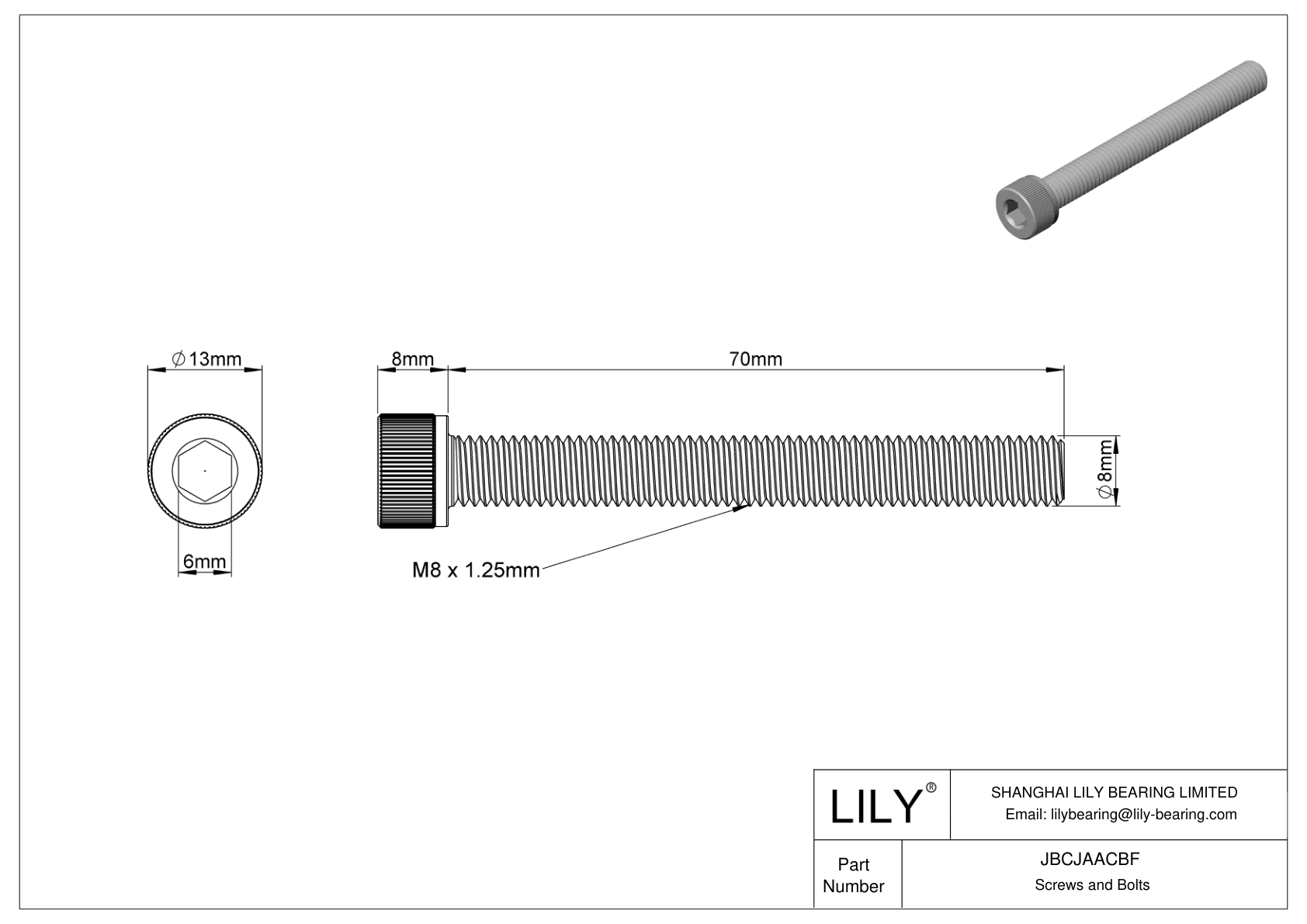 JBCJAACBF Tornillos de cabeza cilíndrica de acero aleado cad drawing