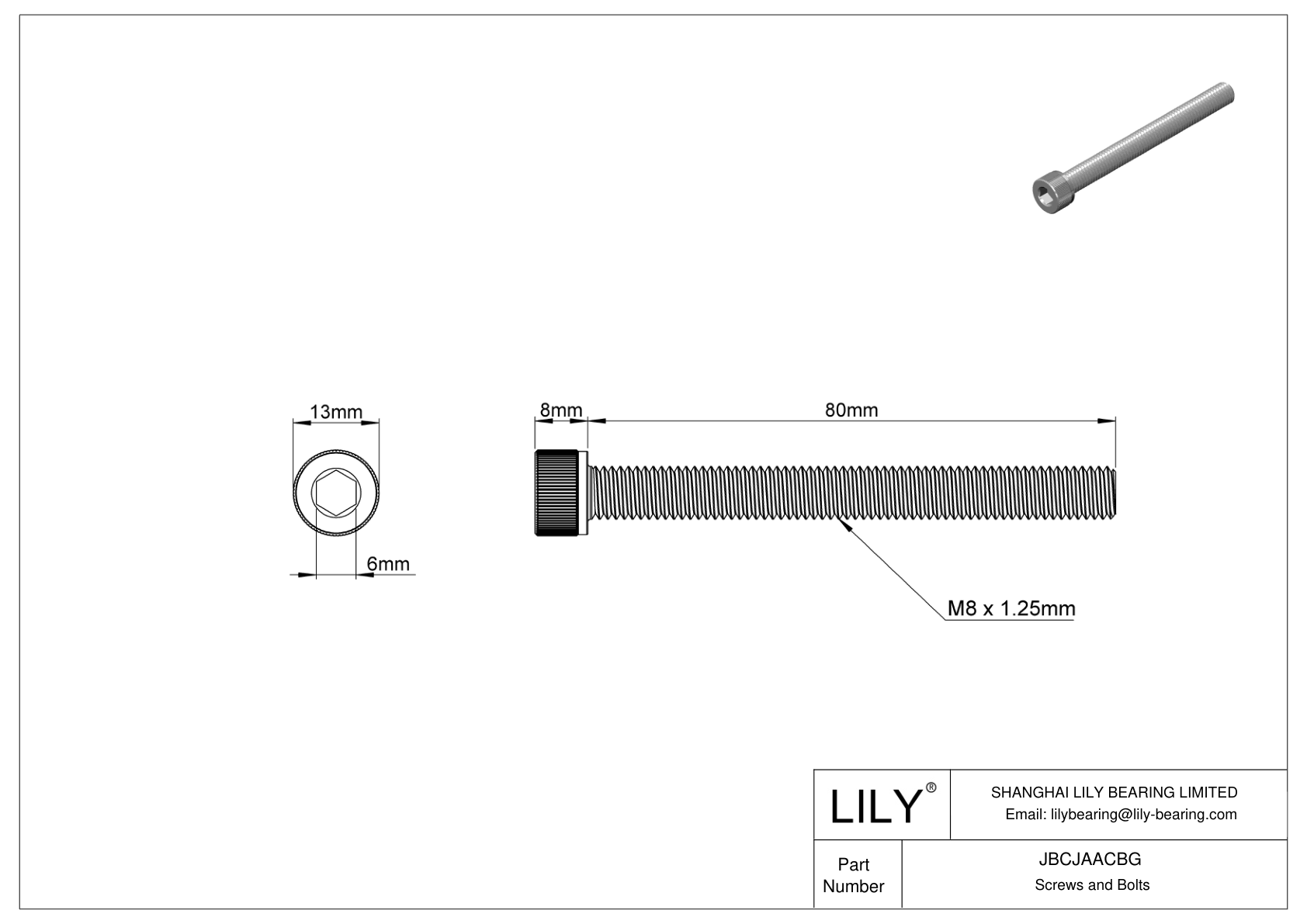 JBCJAACBG 合金钢内六角螺钉 cad drawing