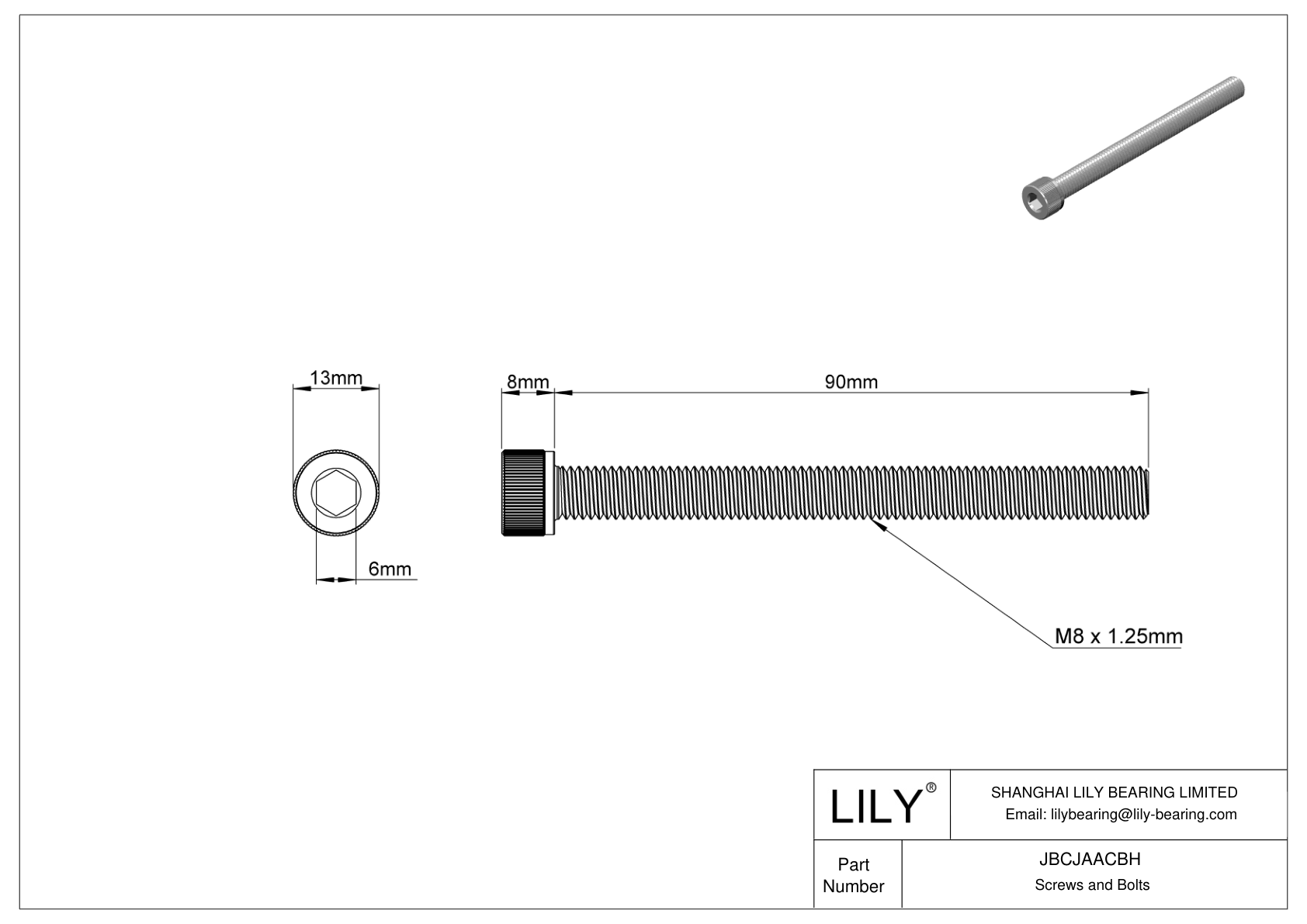 JBCJAACBH Alloy Steel Socket Head Screws cad drawing