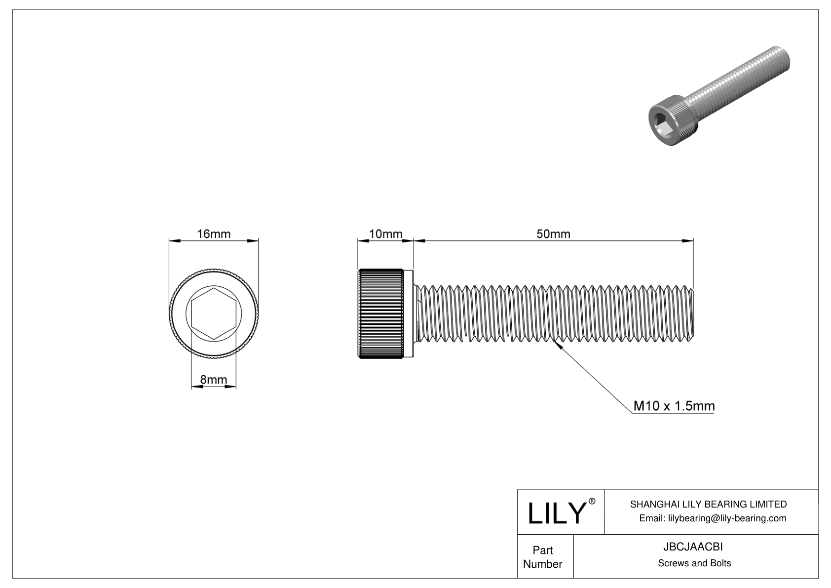 JBCJAACBI Alloy Steel Socket Head Screws cad drawing