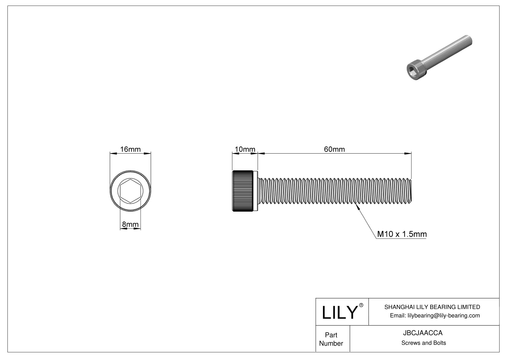 JBCJAACCA Tornillos de cabeza cilíndrica de acero aleado cad drawing