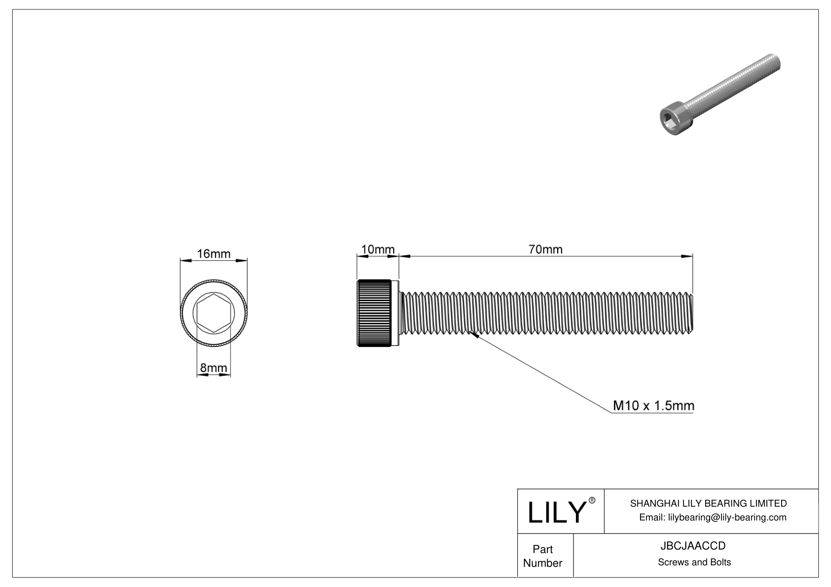 JBCJAACCD Alloy Steel Socket Head Screws cad drawing