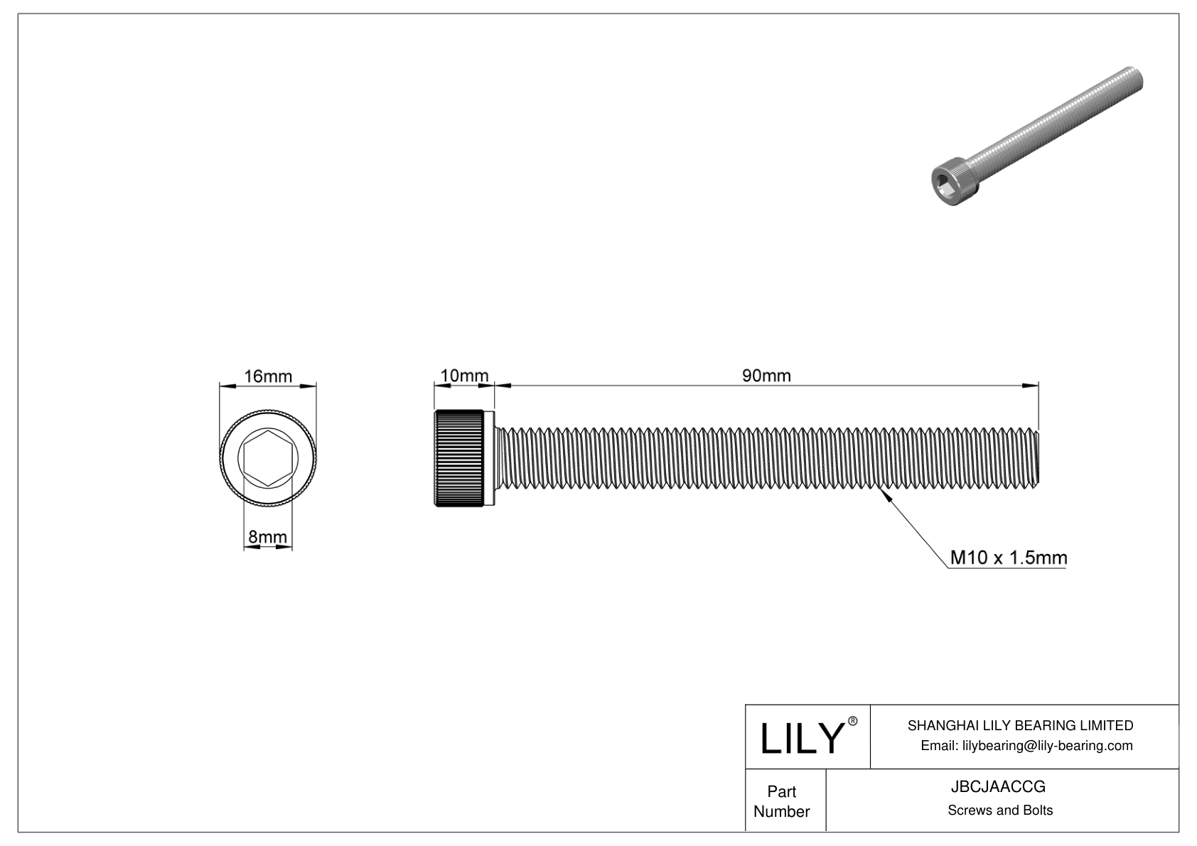 JBCJAACCG Alloy Steel Socket Head Screws cad drawing