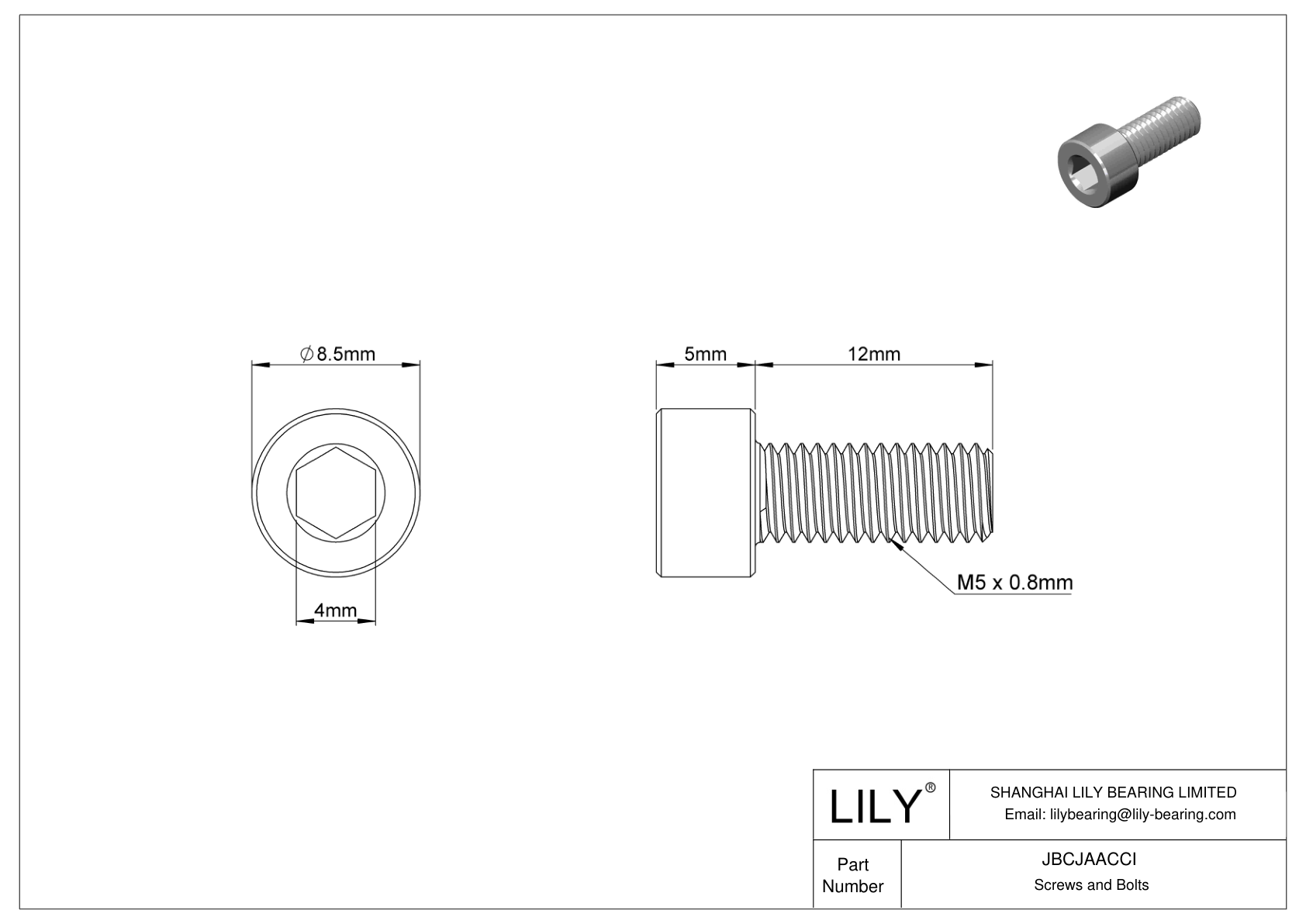 JBCJAACCI Alloy Steel Socket Head Screws cad drawing