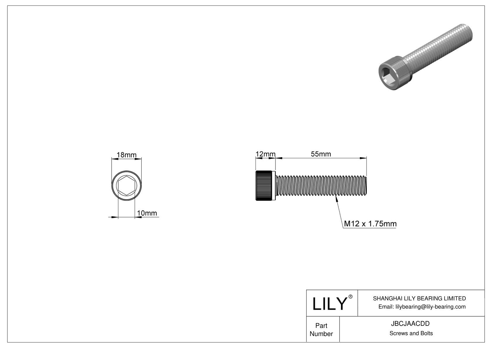 JBCJAACDD Tornillos de cabeza cilíndrica de acero aleado cad drawing