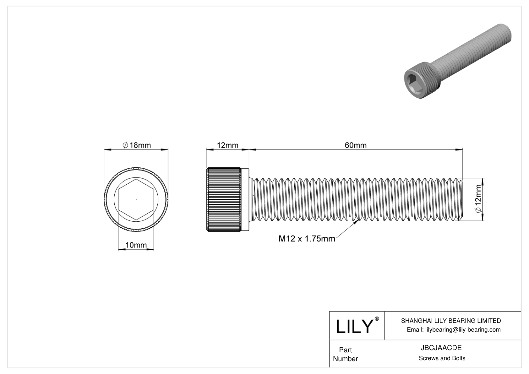 JBCJAACDE Tornillos de cabeza cilíndrica de acero aleado cad drawing