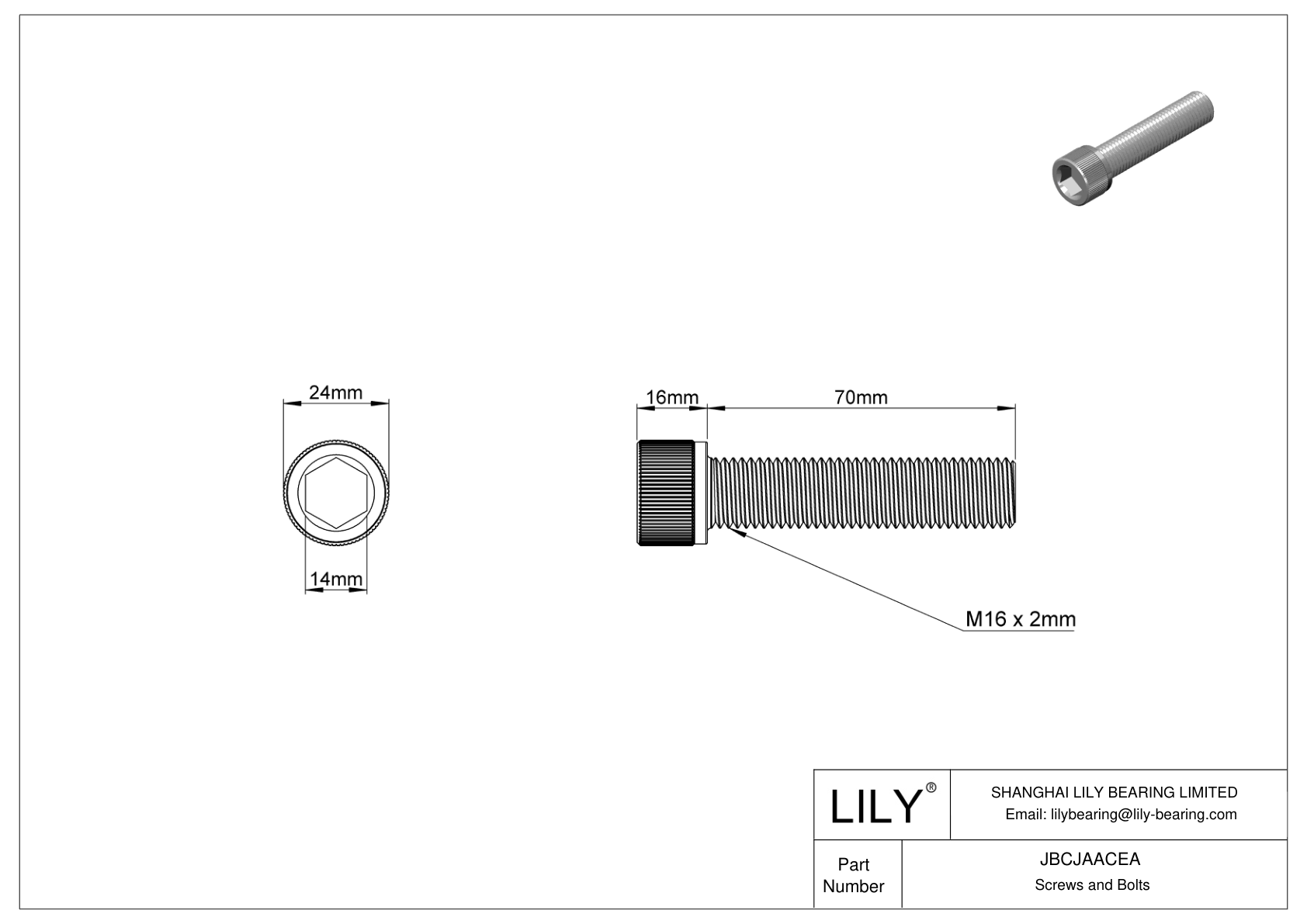 JBCJAACEA Alloy Steel Socket Head Screws cad drawing