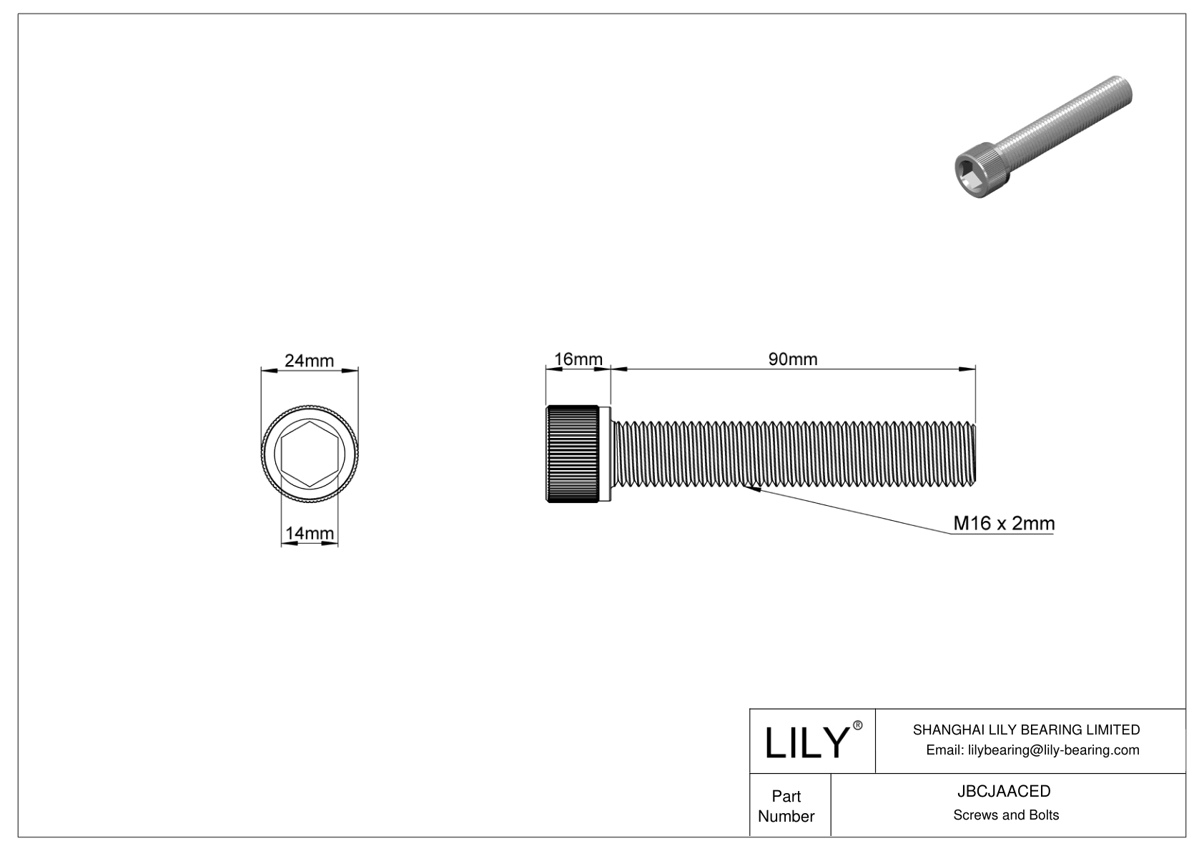 JBCJAACED Tornillos de cabeza cilíndrica de acero aleado cad drawing