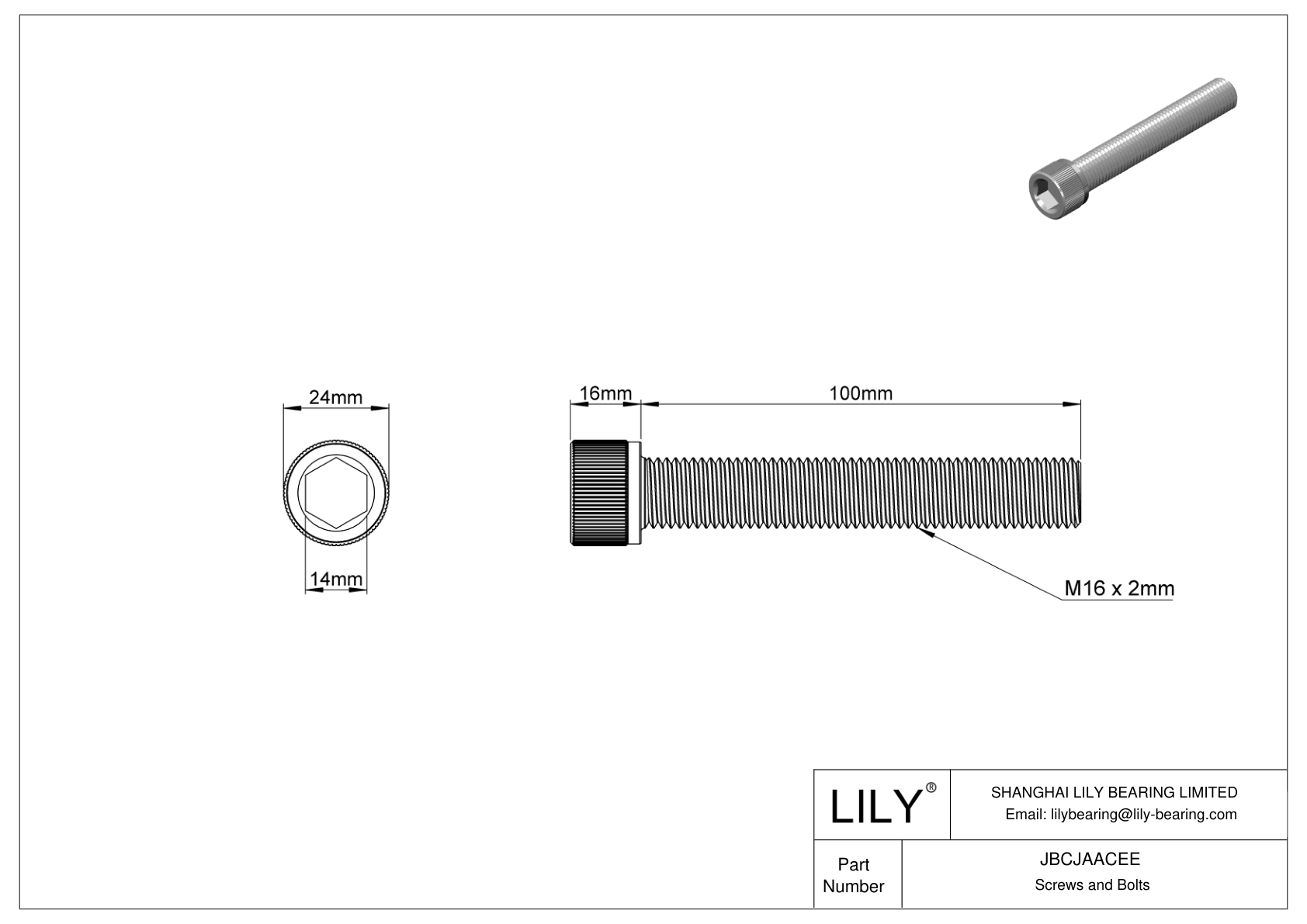 JBCJAACEE Tornillos de cabeza cilíndrica de acero aleado cad drawing