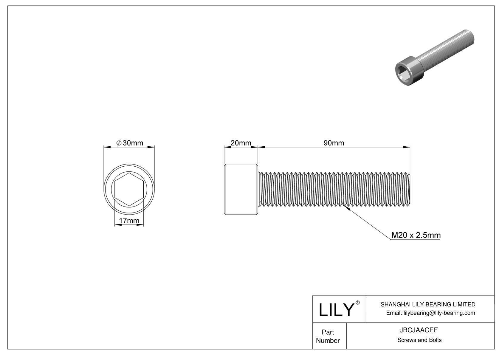 JBCJAACEF Tornillos de cabeza cilíndrica de acero aleado cad drawing