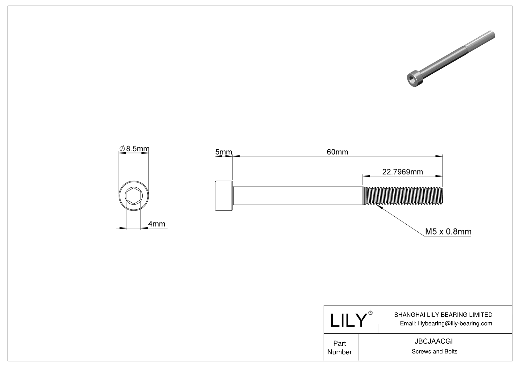 JBCJAACGI 合金钢内六角螺钉 cad drawing