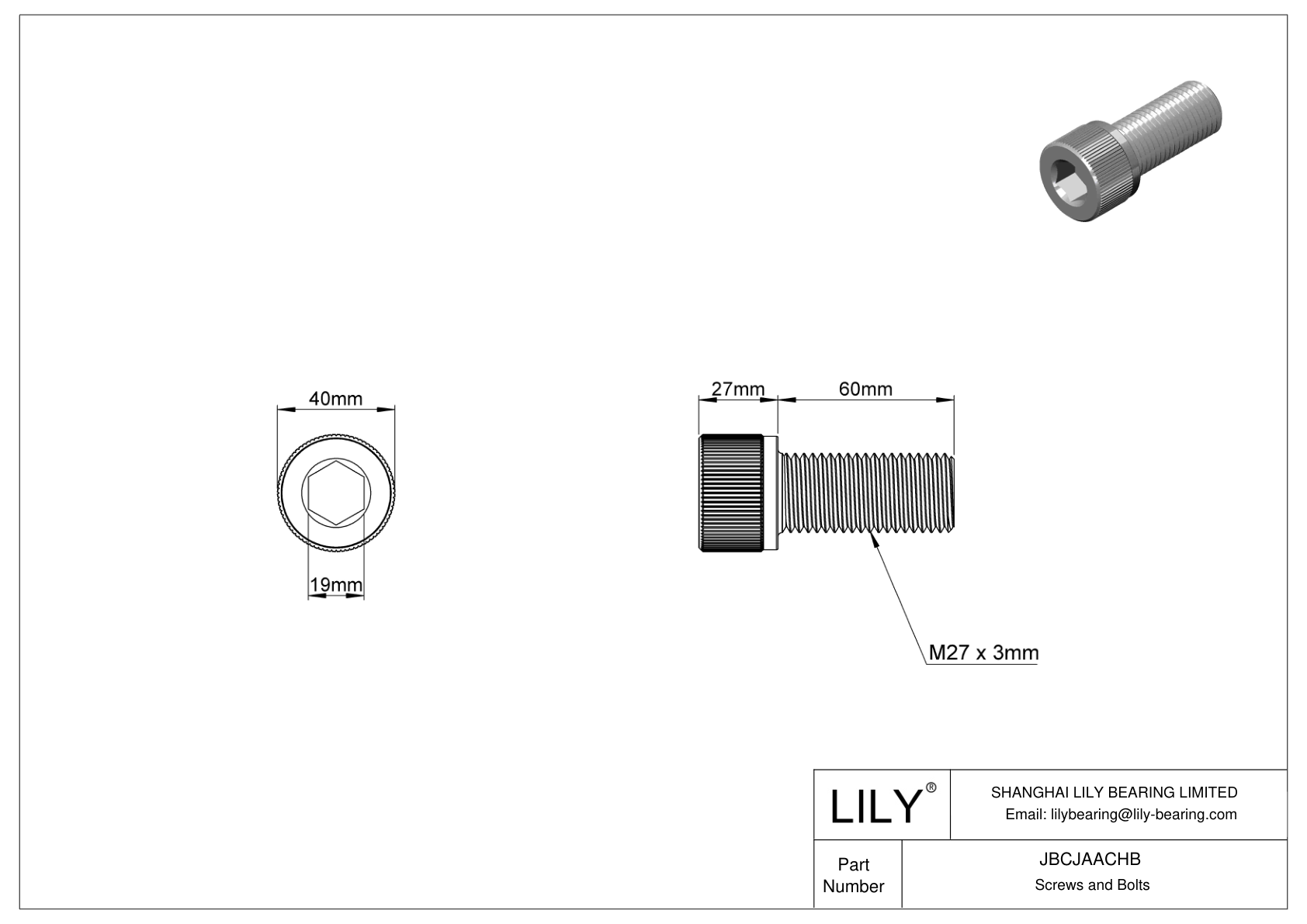 JBCJAACHB Tornillos de cabeza cilíndrica de acero aleado cad drawing