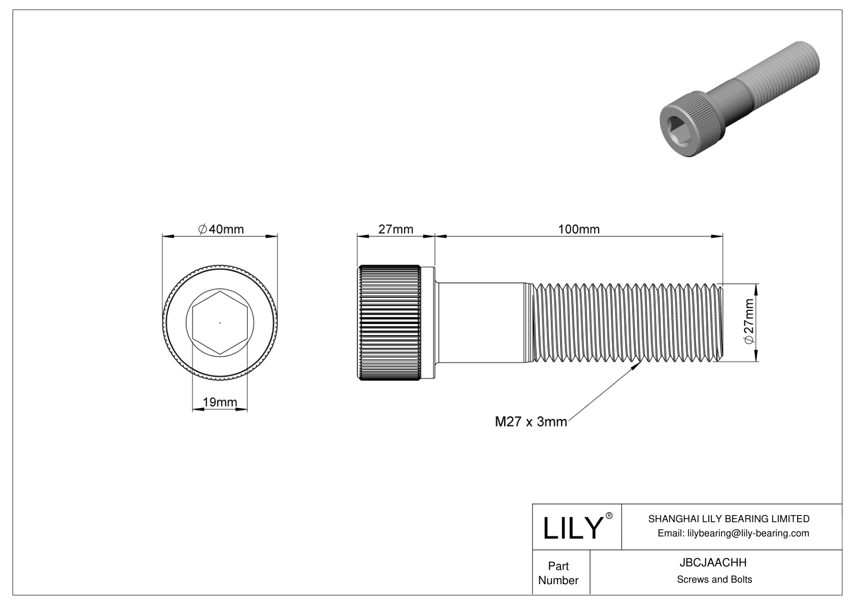 JBCJAACHH Tornillos de cabeza cilíndrica de acero aleado cad drawing