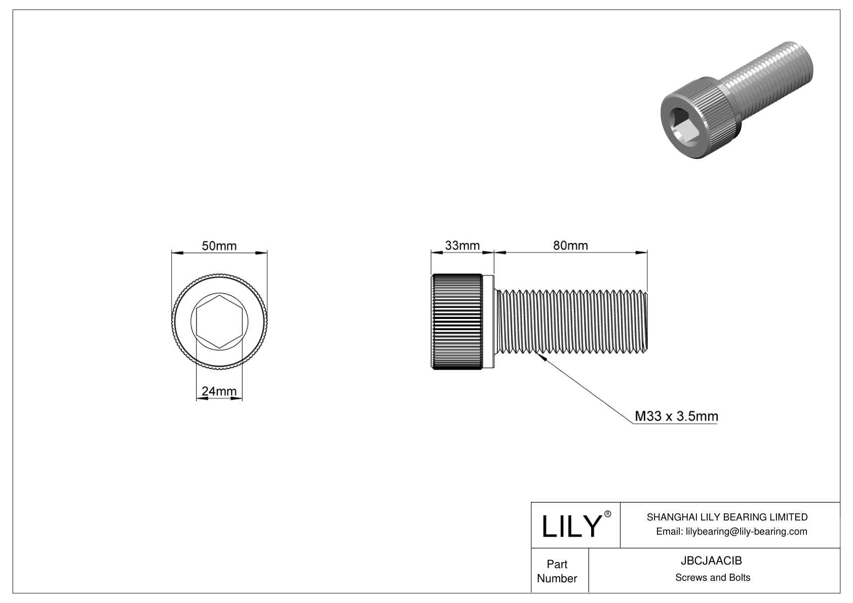 JBCJAACIB Tornillos de cabeza cilíndrica de acero aleado cad drawing