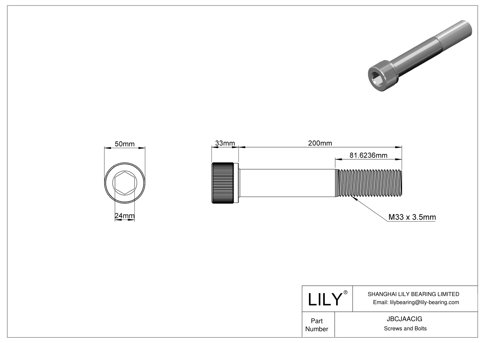 JBCJAACIG Tornillos de cabeza cilíndrica de acero aleado cad drawing