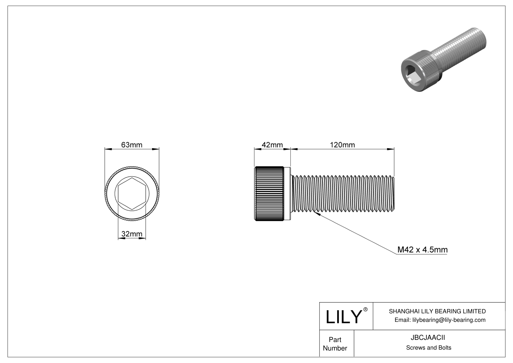 JBCJAACII Alloy Steel Socket Head Screws cad drawing