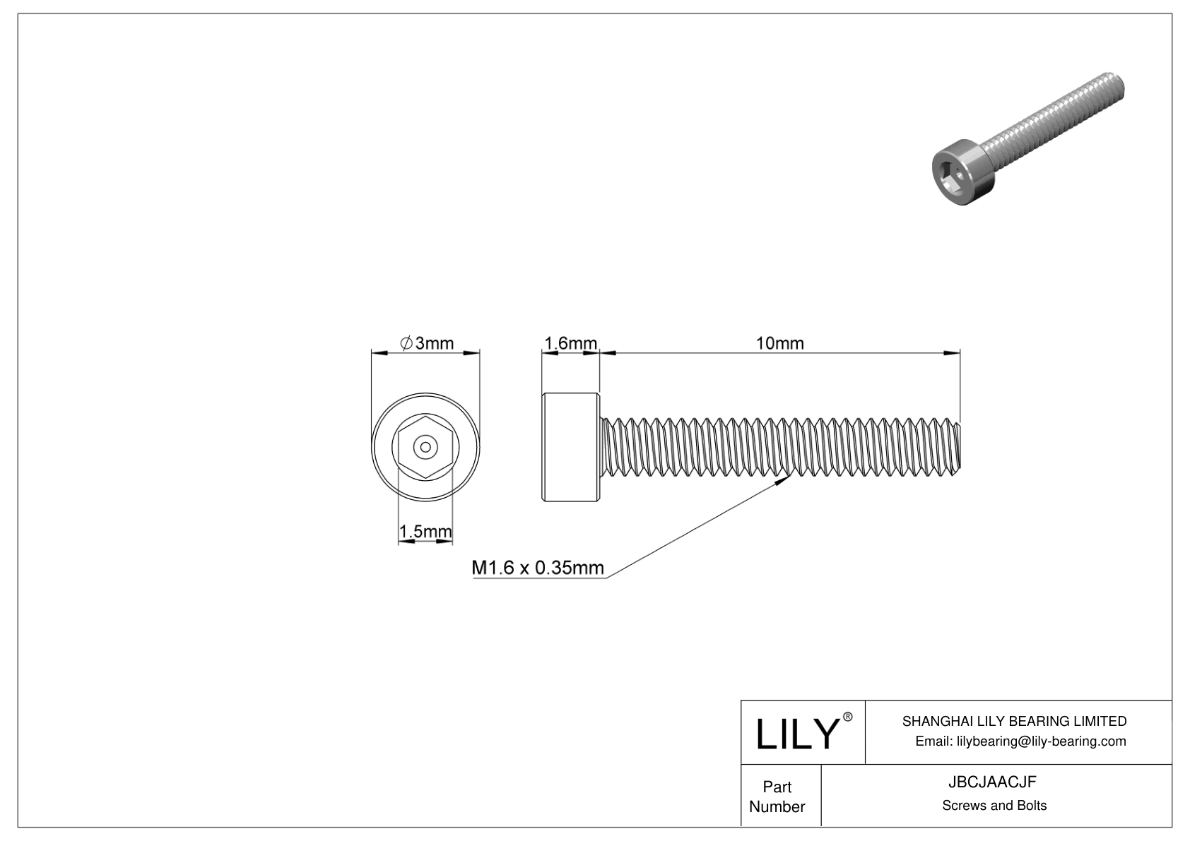 JBCJAACJF 合金钢内六角螺钉 cad drawing