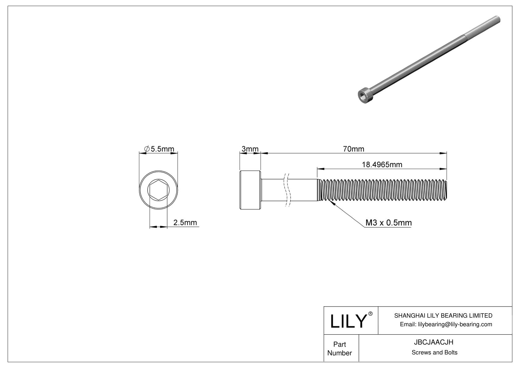 JBCJAACJH Alloy Steel Socket Head Screws cad drawing