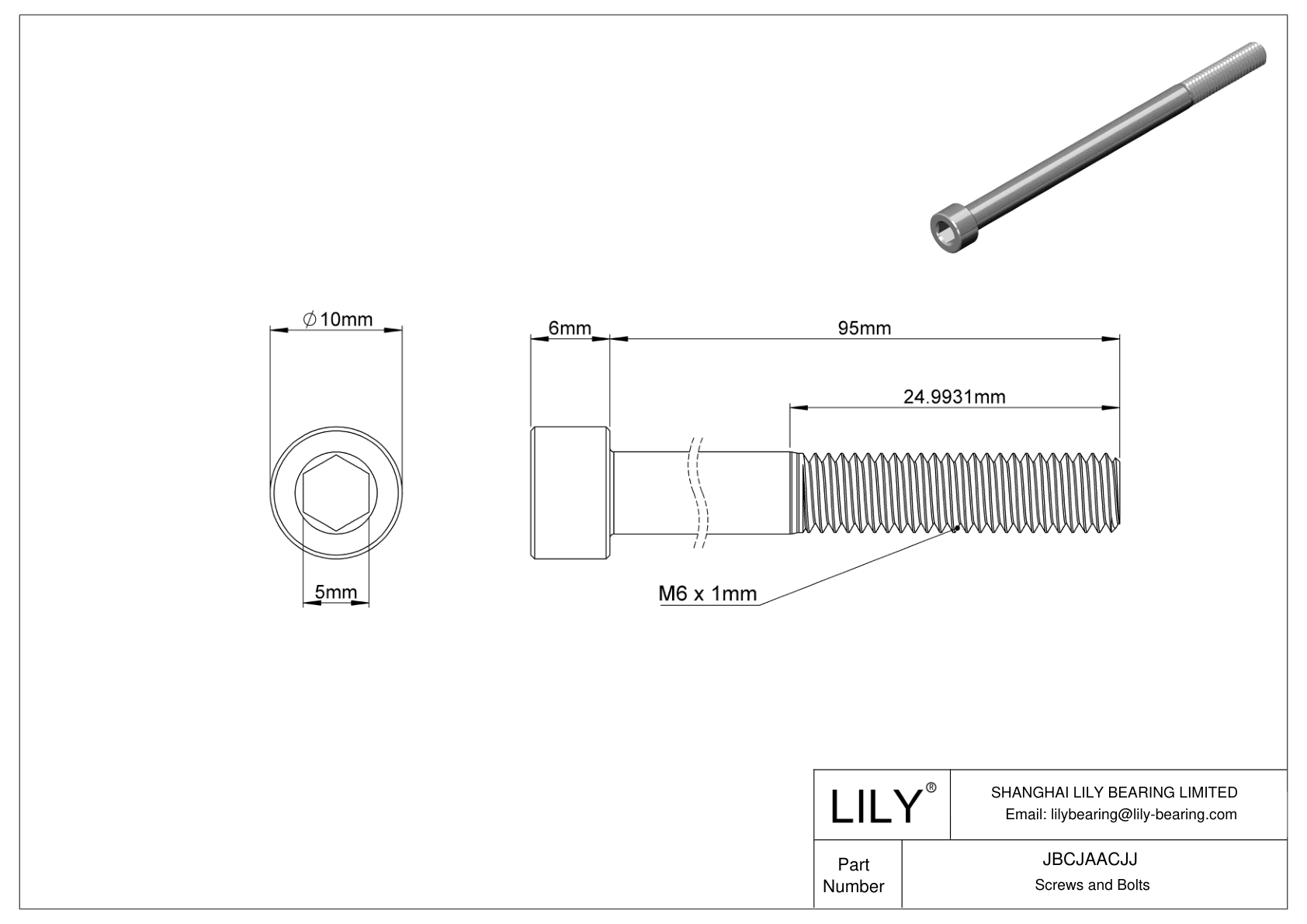 JBCJAACJJ Alloy Steel Socket Head Screws cad drawing