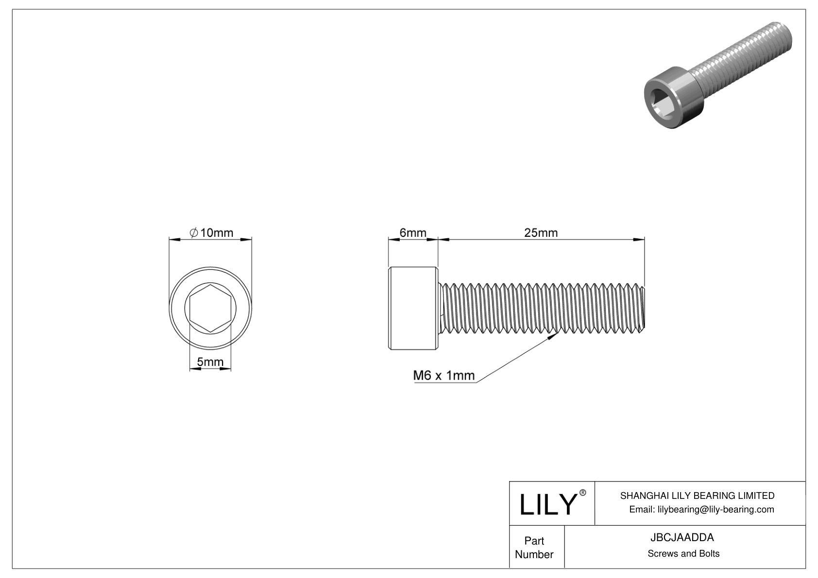 JBCJAADDA Tornillos de cabeza cilíndrica de acero aleado cad drawing