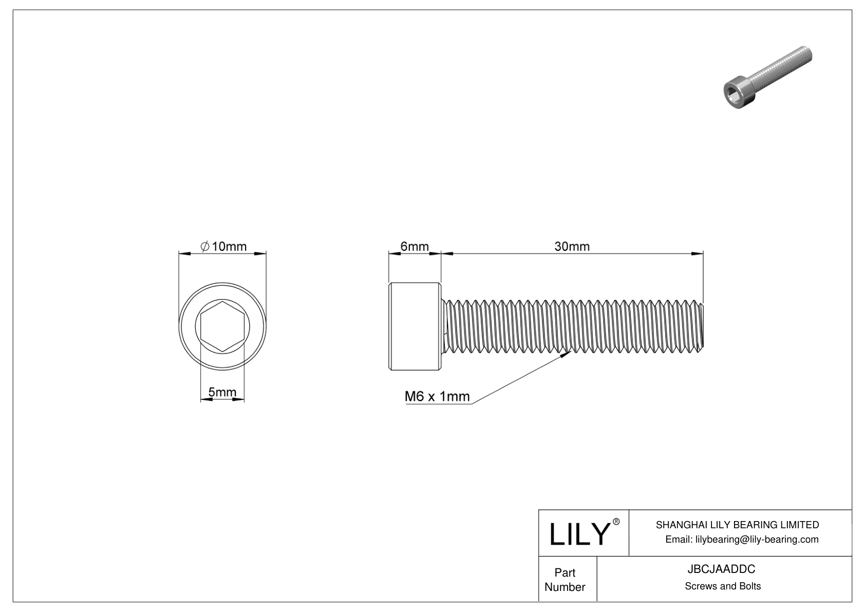 91290A332 | Alloy Steel Socket Head Screws | LILY Bearing