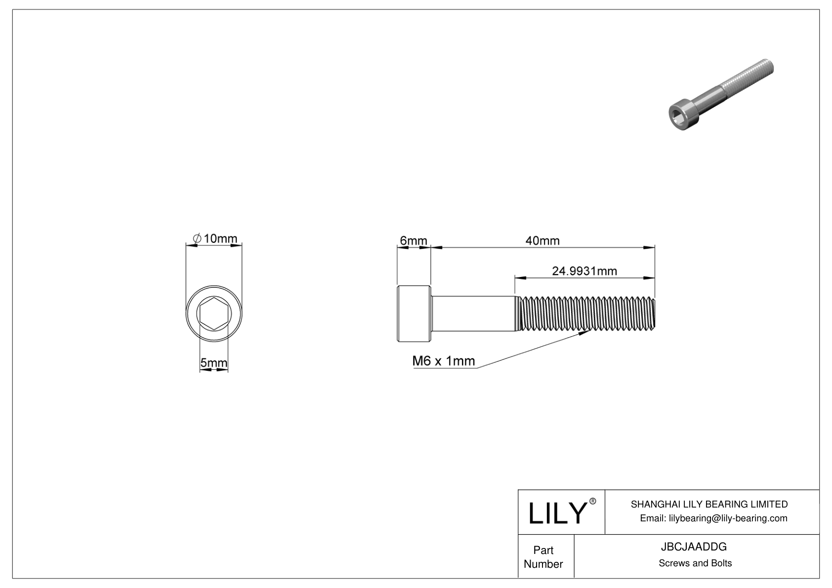 JBCJAADDG Tornillos de cabeza cilíndrica de acero aleado cad drawing