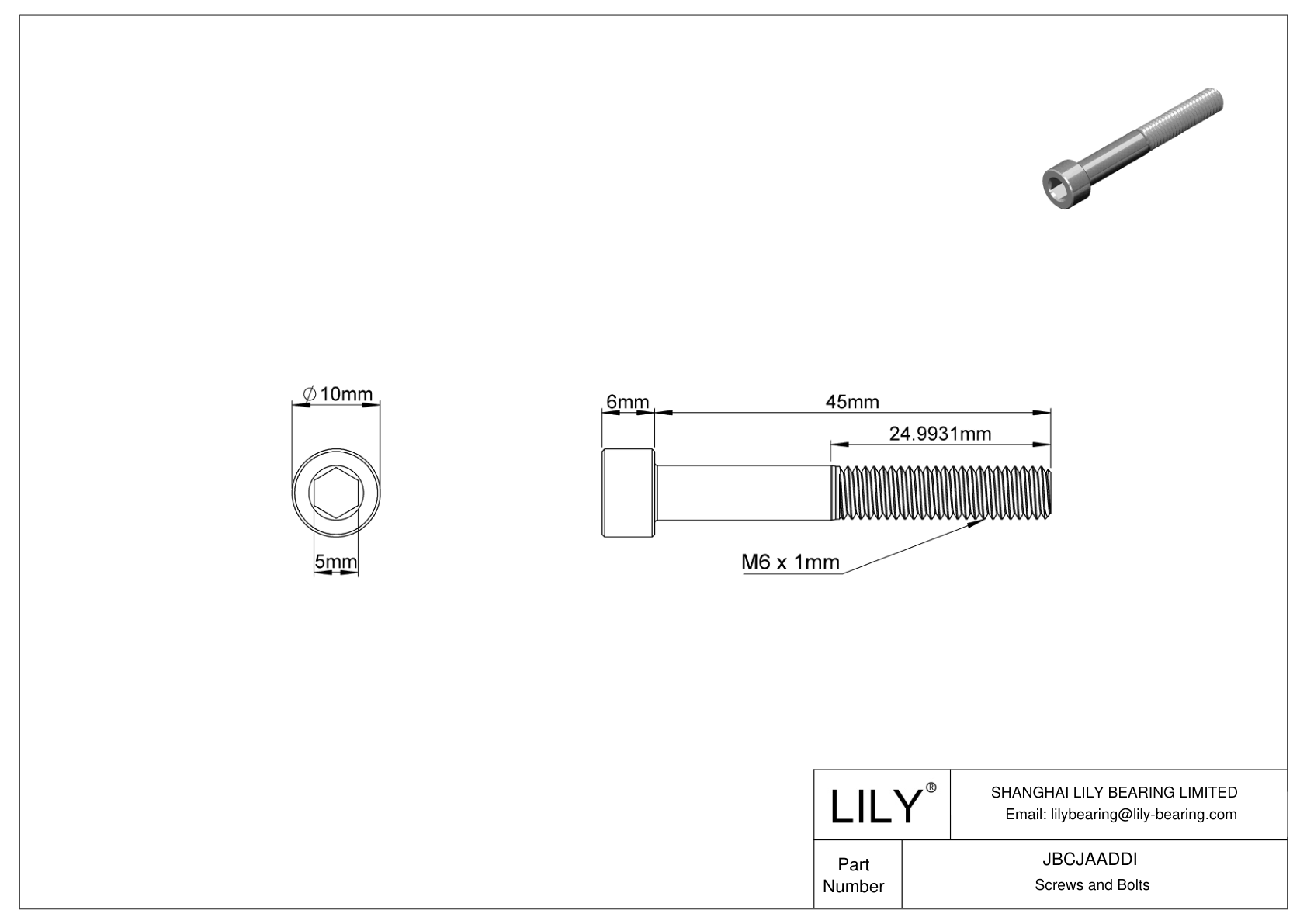 JBCJAADDI 合金钢内六角螺钉 cad drawing