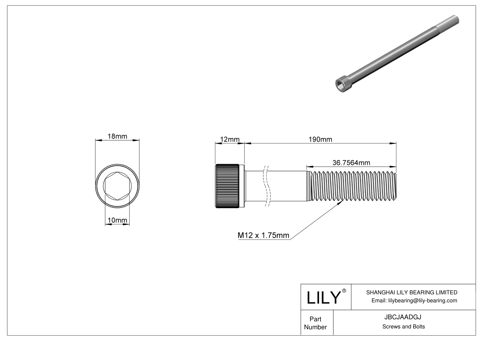 JBCJAADGJ Tornillos de cabeza cilíndrica de acero aleado cad drawing