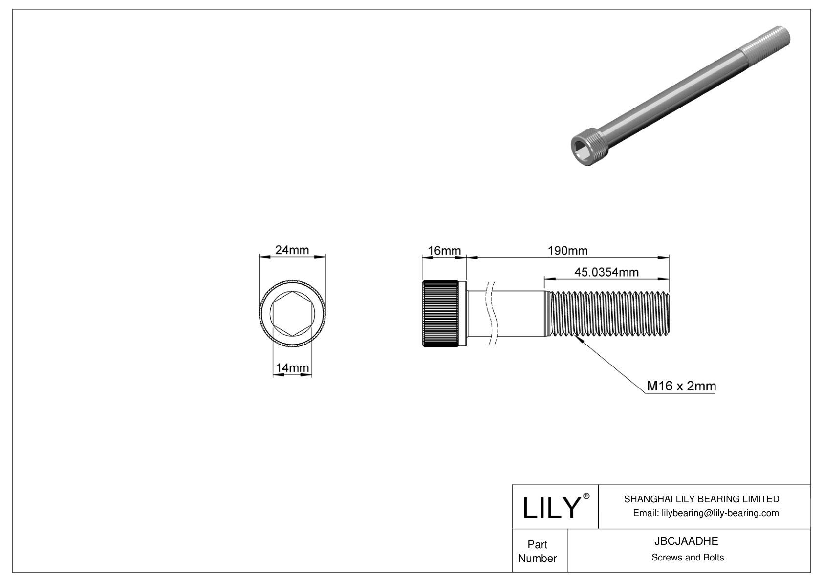 JBCJAADHE Tornillos de cabeza cilíndrica de acero aleado cad drawing