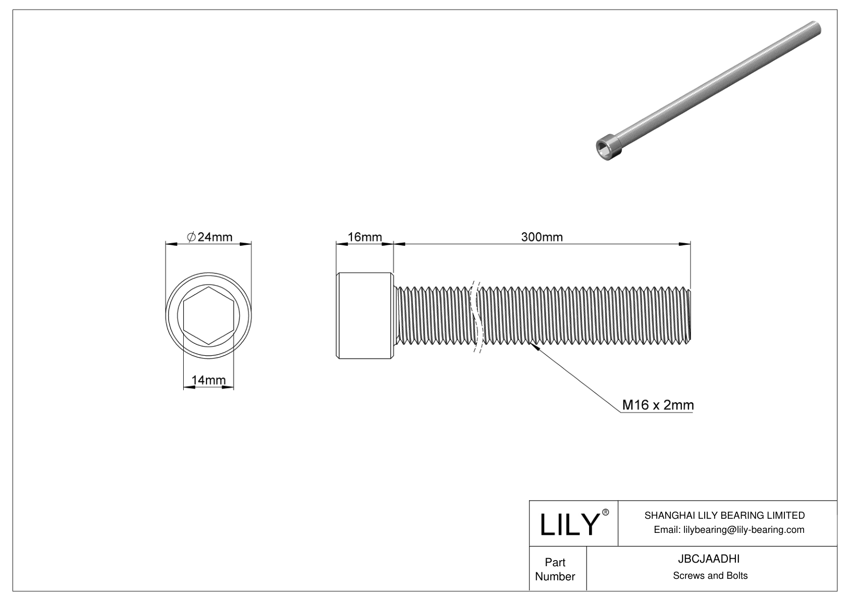 JBCJAADHI Tornillos de cabeza cilíndrica de acero aleado cad drawing