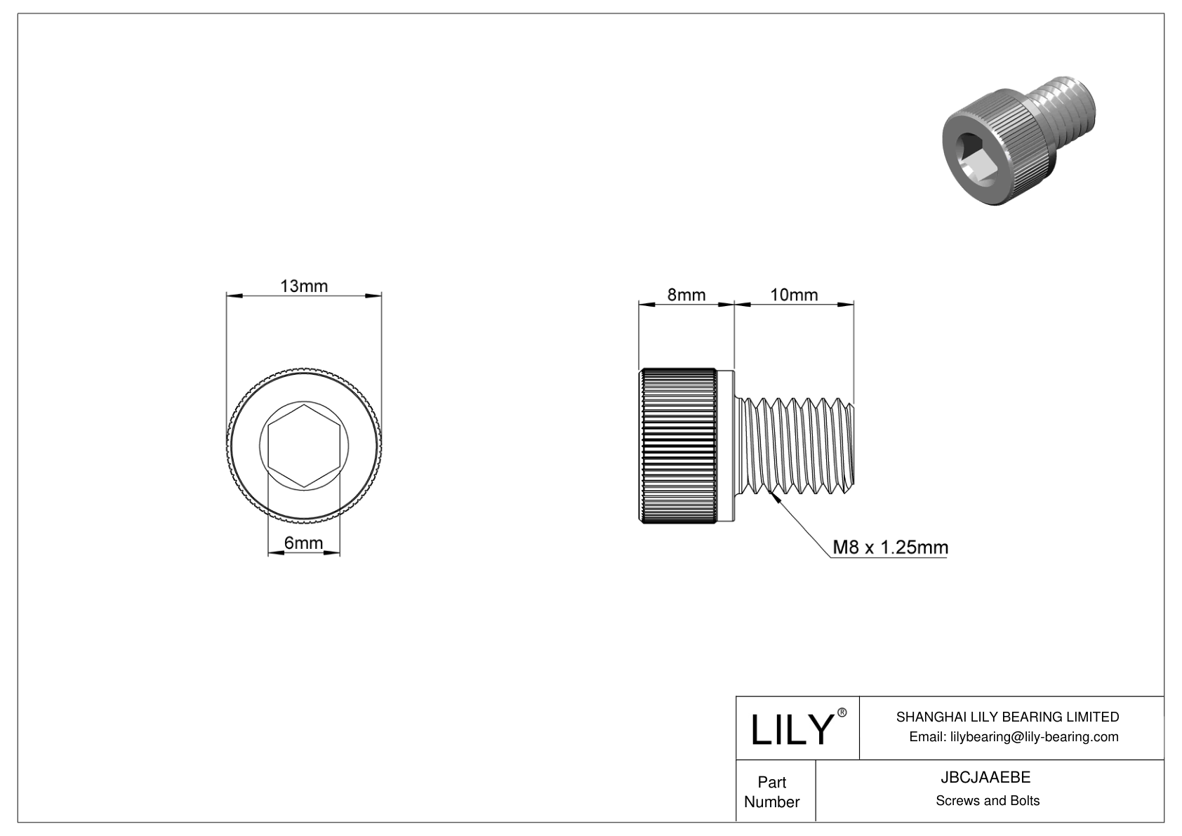 JBCJAAEBE Alloy Steel Socket Head Screws cad drawing