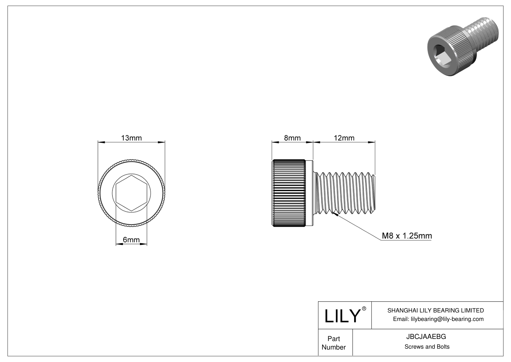 JBCJAAEBG Tornillos de cabeza cilíndrica de acero aleado cad drawing