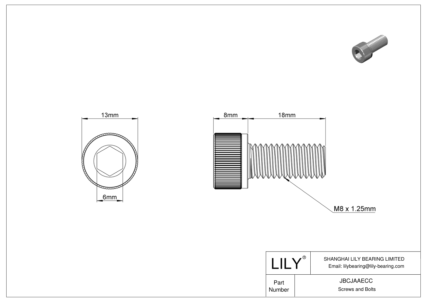 JBCJAAECC Alloy Steel Socket Head Screws cad drawing