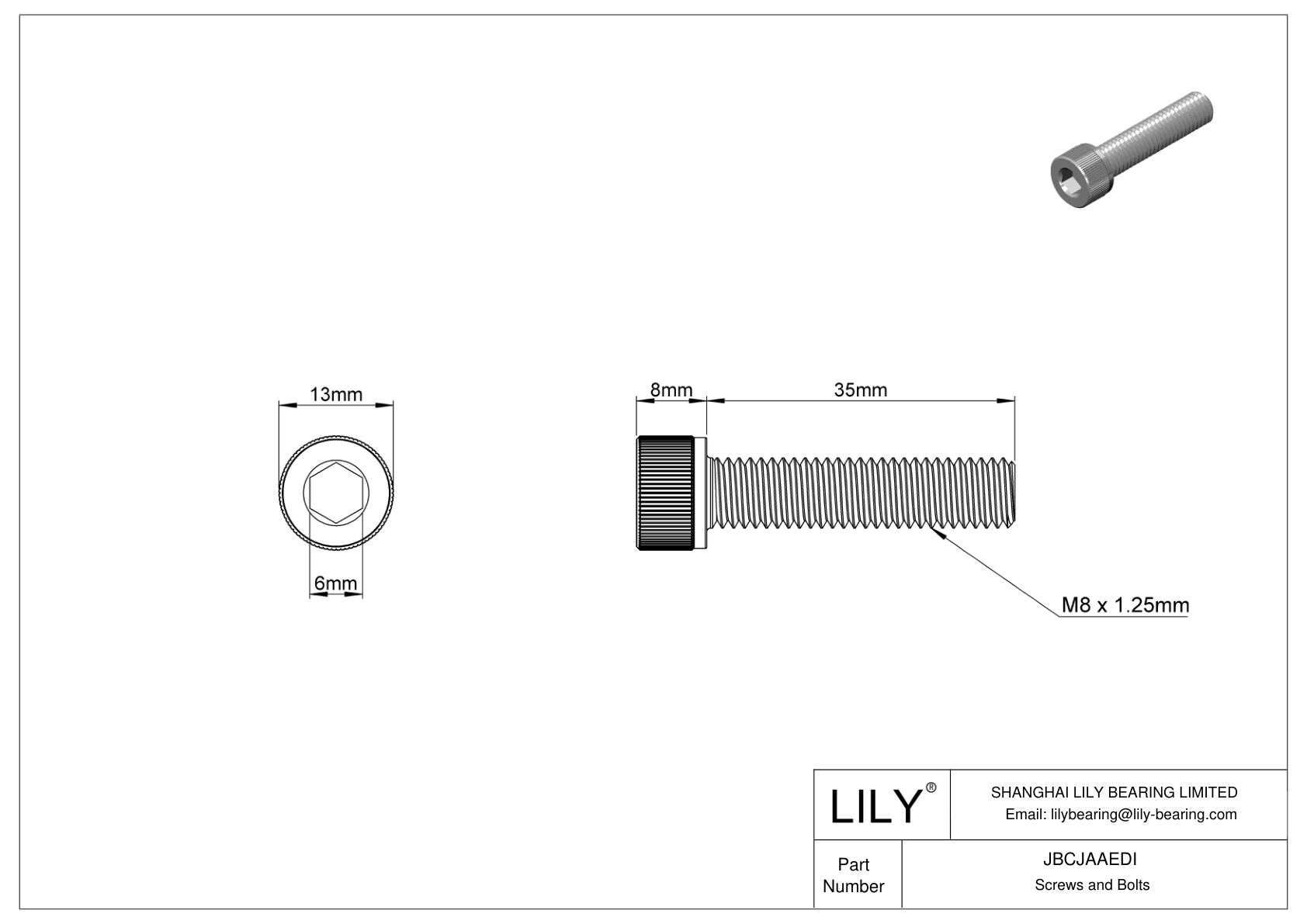 JBCJAAEDI Tornillos de cabeza cilíndrica de acero aleado cad drawing