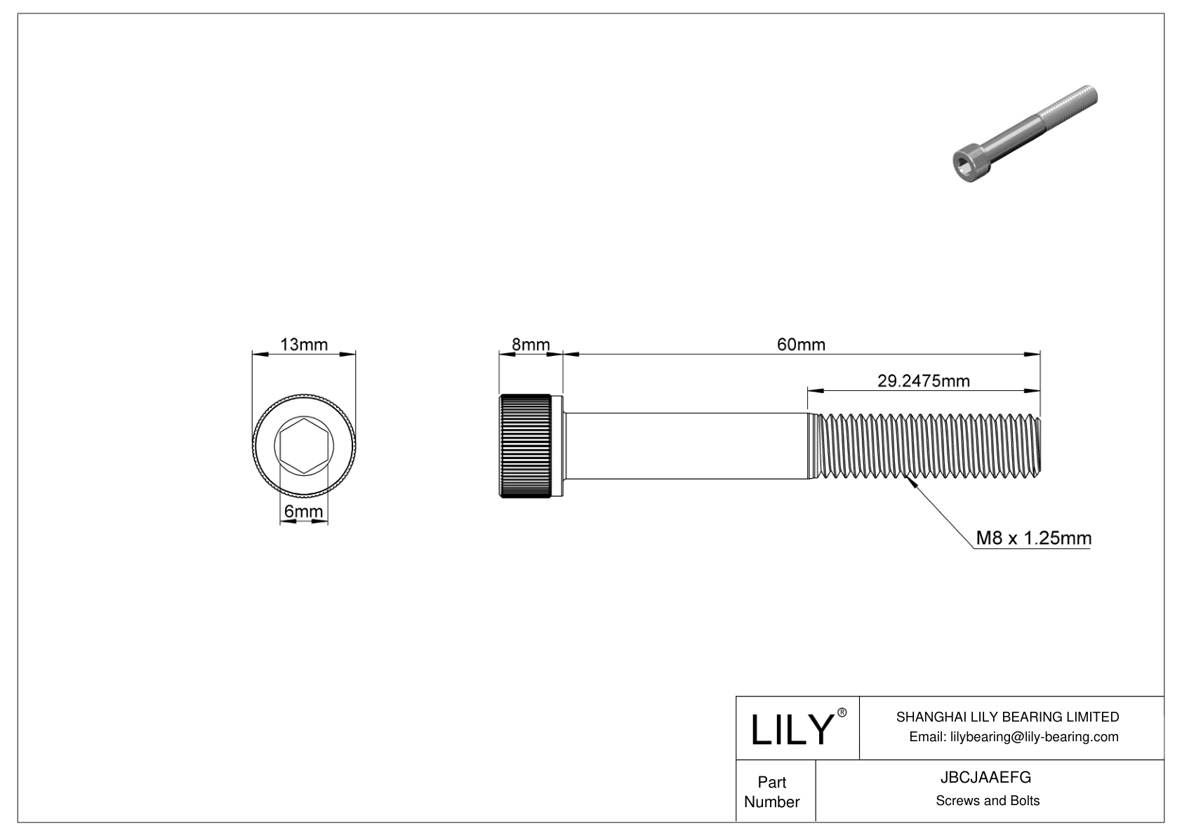 JBCJAAEFG Tornillos de cabeza cilíndrica de acero aleado cad drawing