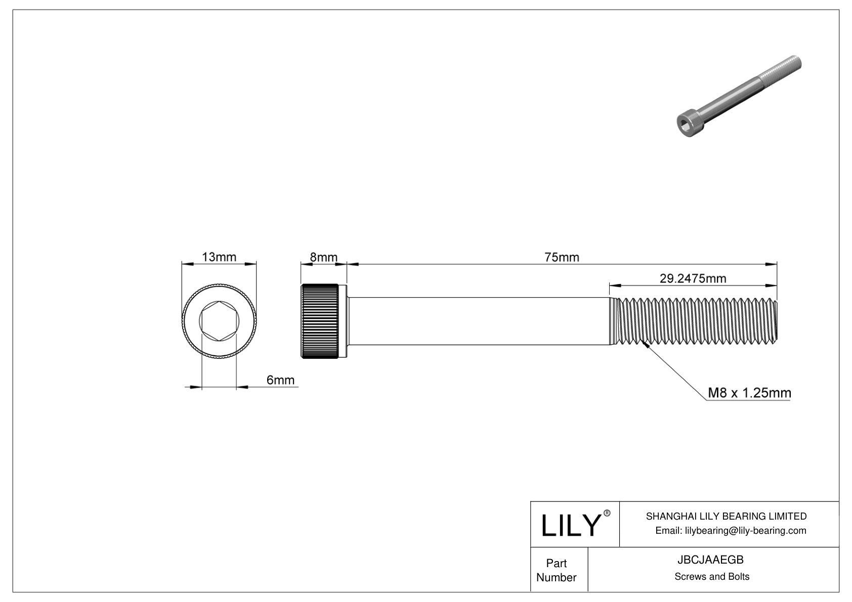 JBCJAAEGB Tornillos de cabeza cilíndrica de acero aleado cad drawing