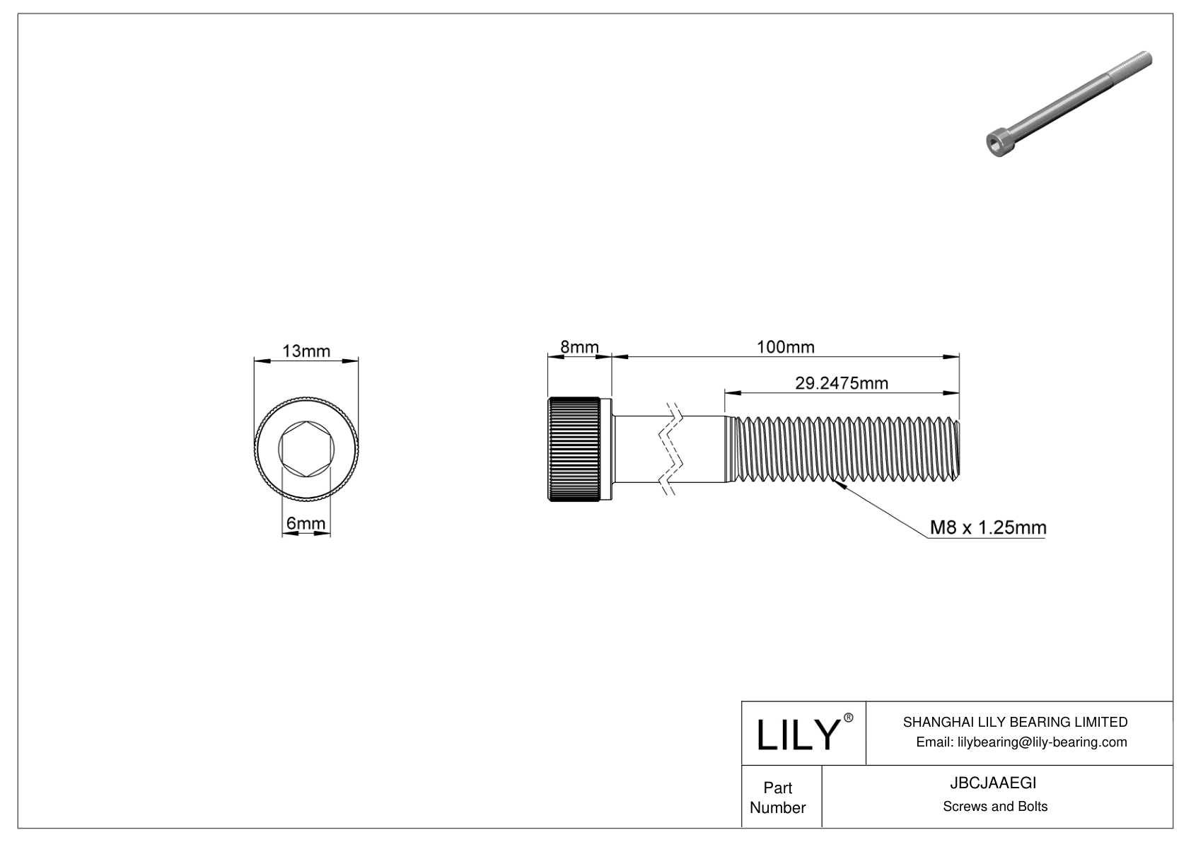 JBCJAAEGI Tornillos de cabeza cilíndrica de acero aleado cad drawing