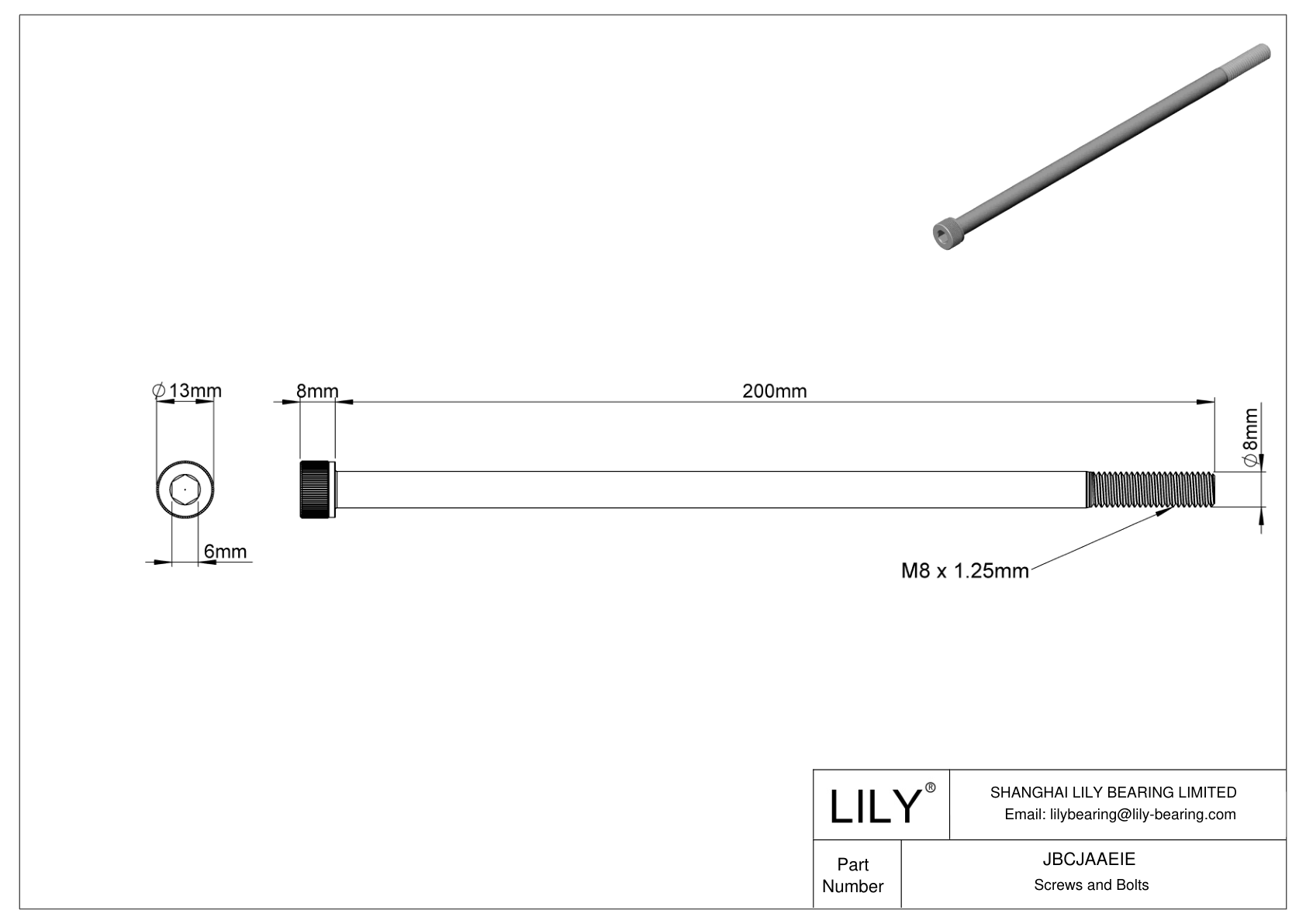 JBCJAAEIE Alloy Steel Socket Head Screws cad drawing