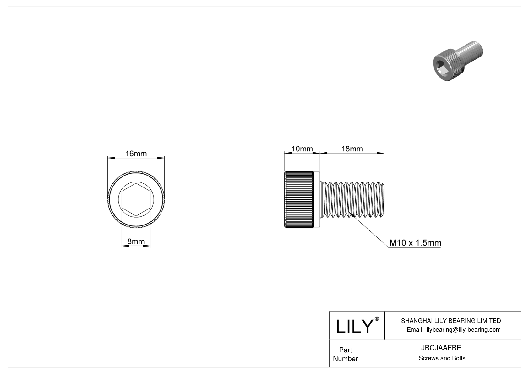 JBCJAAFBE Tornillos de cabeza cilíndrica de acero aleado cad drawing