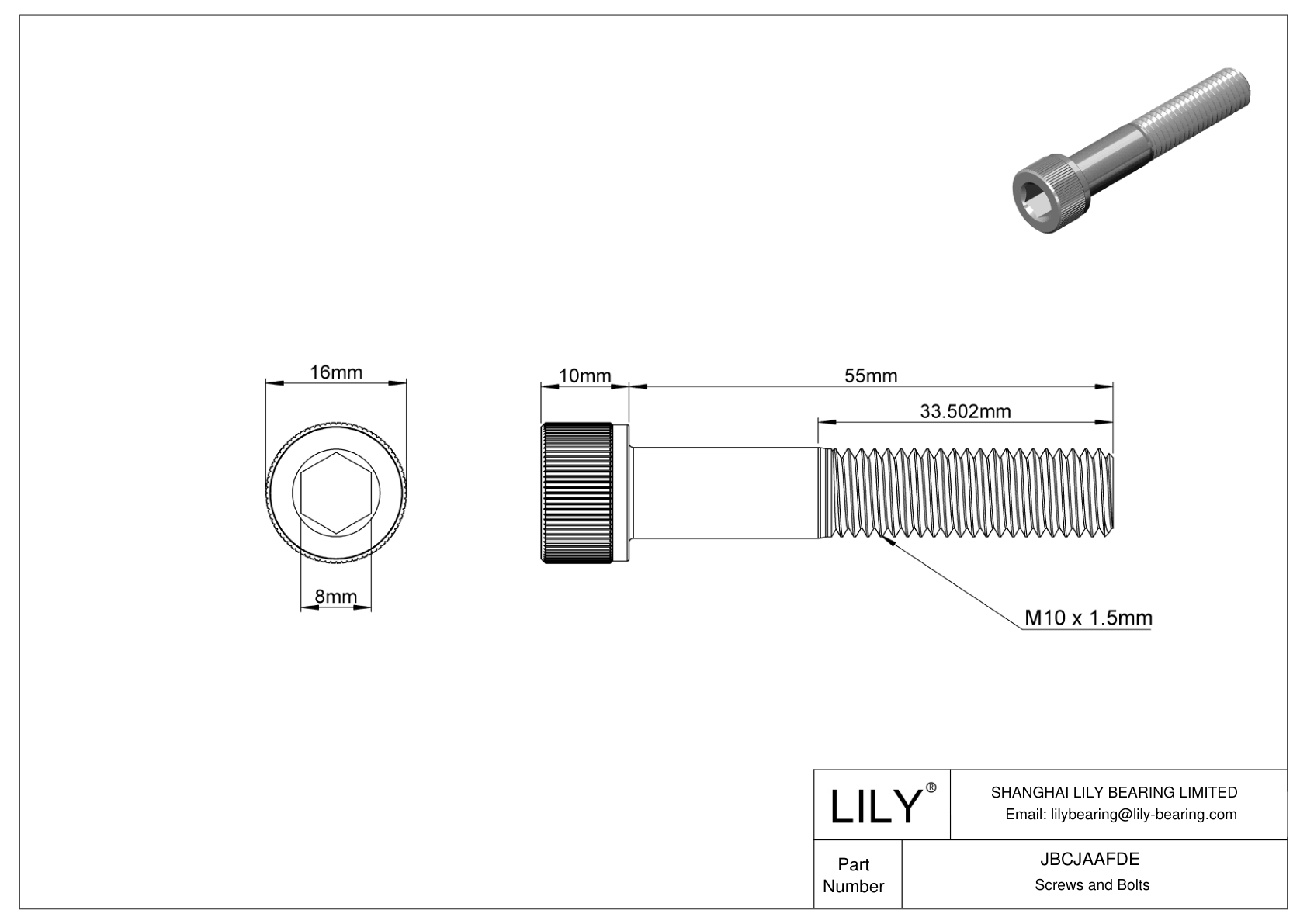 JBCJAAFDE Tornillos de cabeza cilíndrica de acero aleado cad drawing