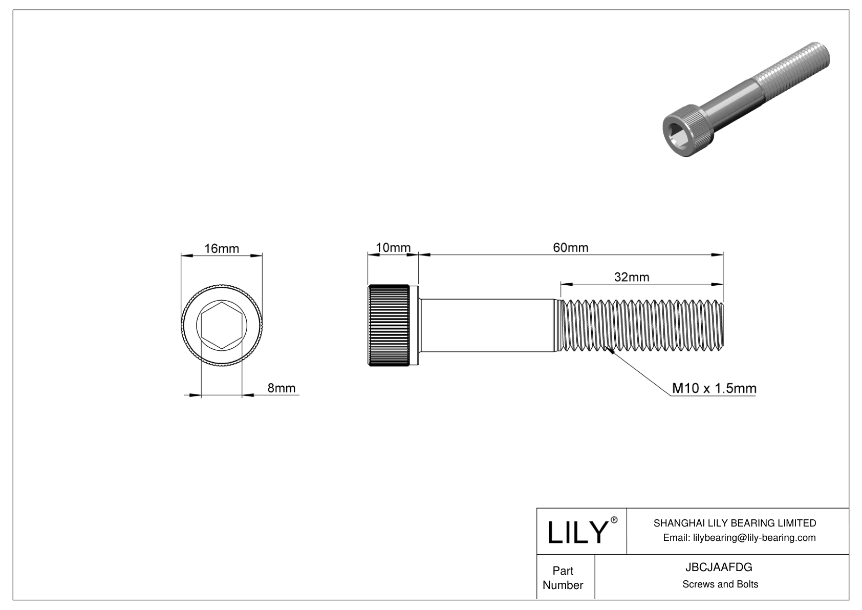 JBCJAAFDG Alloy Steel Socket Head Screws cad drawing