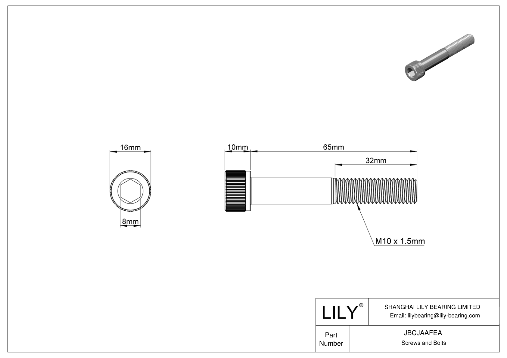 JBCJAAFEA Alloy Steel Socket Head Screws cad drawing